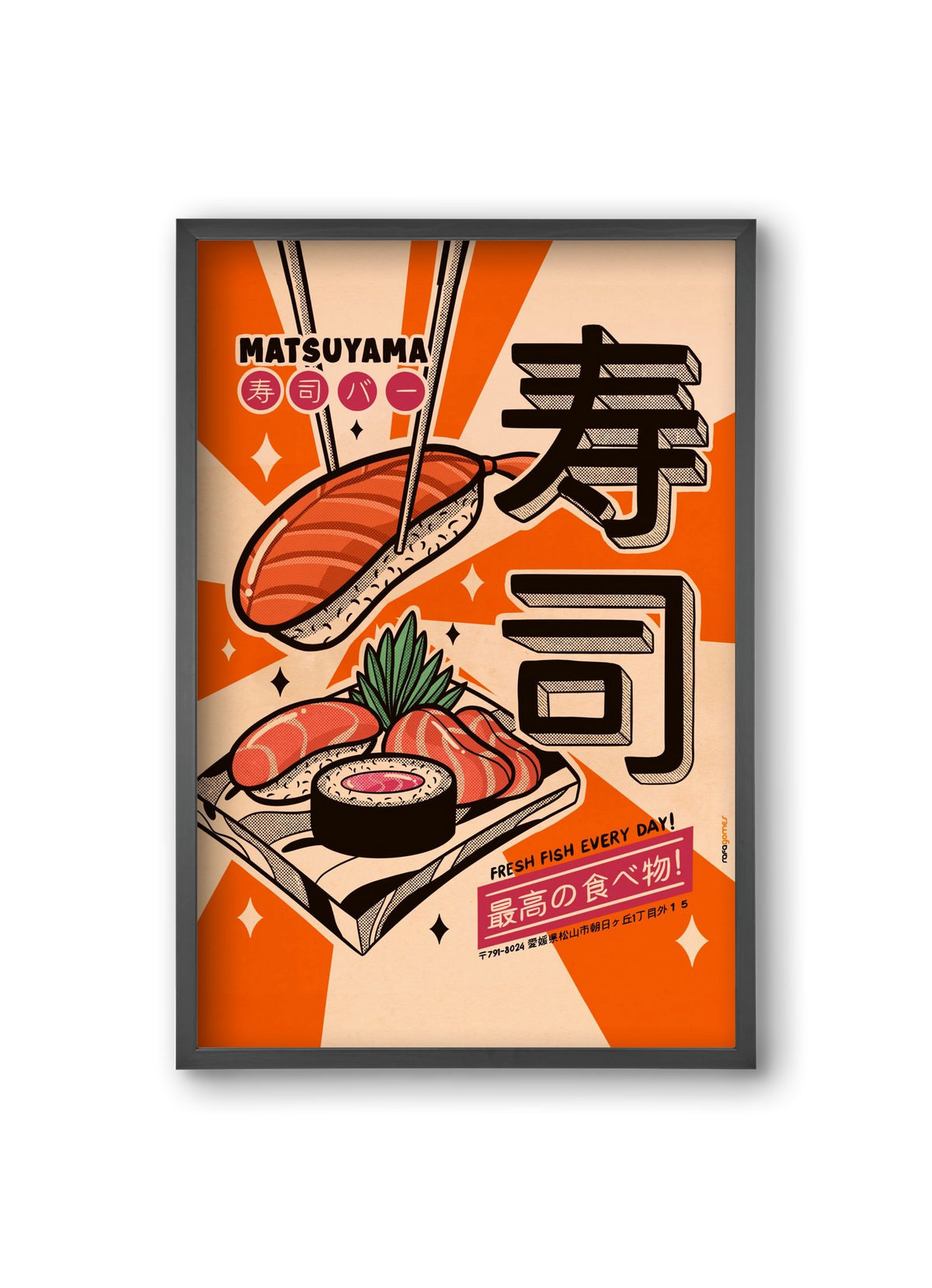 Sushi Every Day, 20x30 cm (20x30 cm), Fekete keret