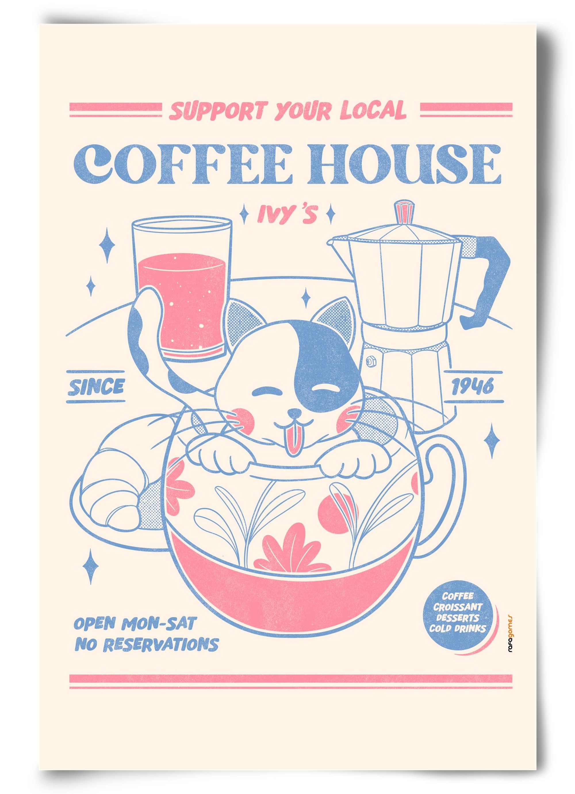 Suport Your Local Cofee House, 60x90 cm, Keret nélkül