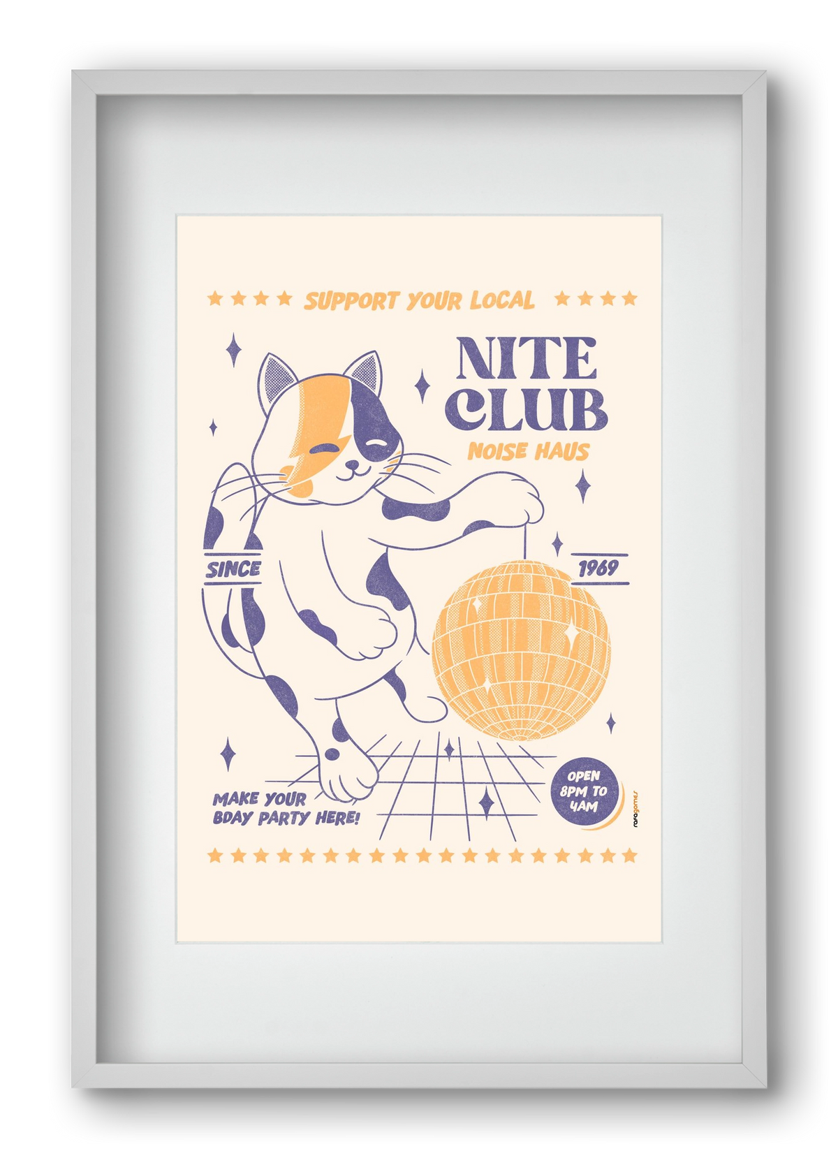 Suport Your Local Nite Club, 40x60 cm (30x45 cm), Fehér keret, paszpartuval