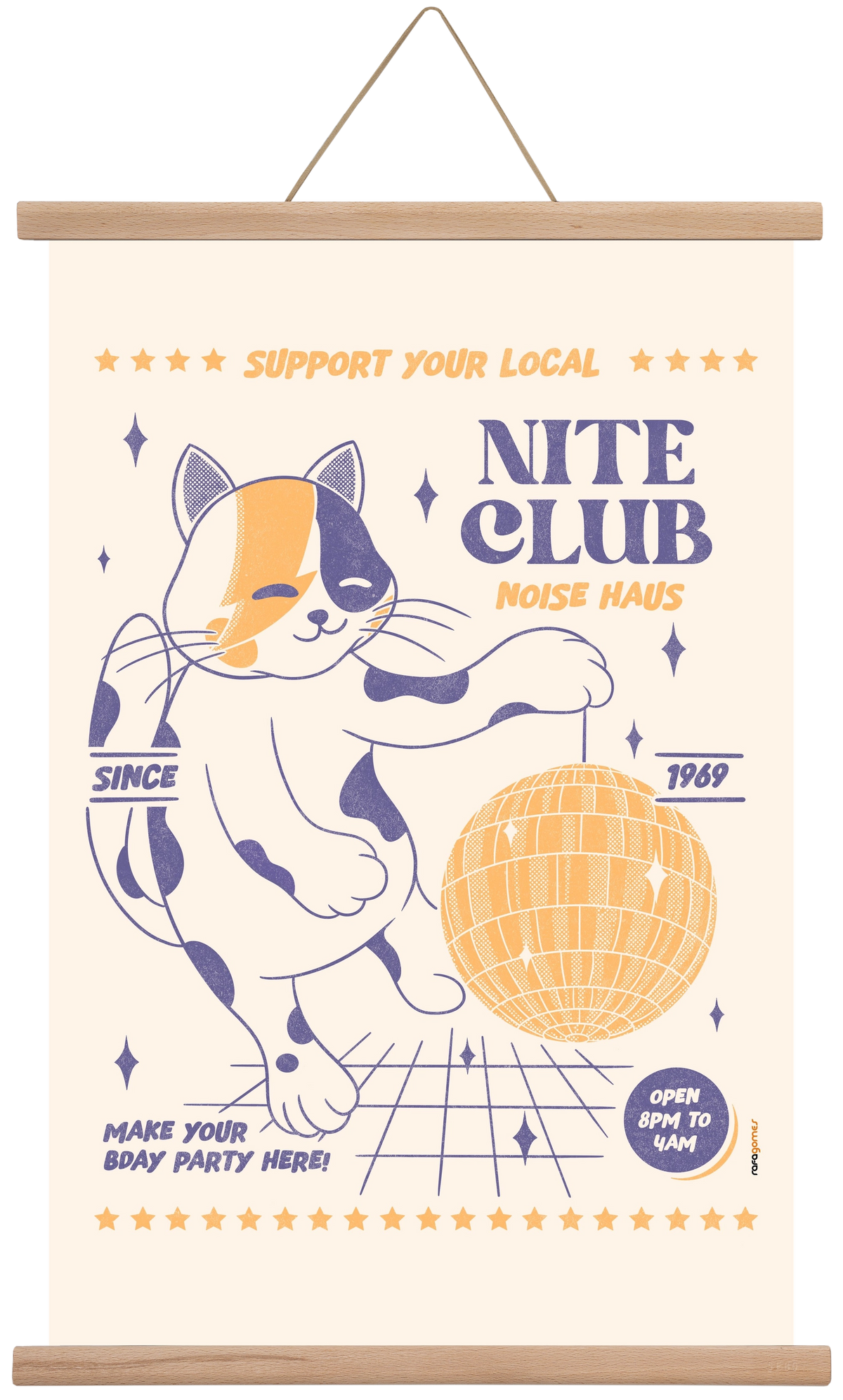 Suport Your Local Nite Club, 40x60 cm (40x60 cm), Tölgy akasztó