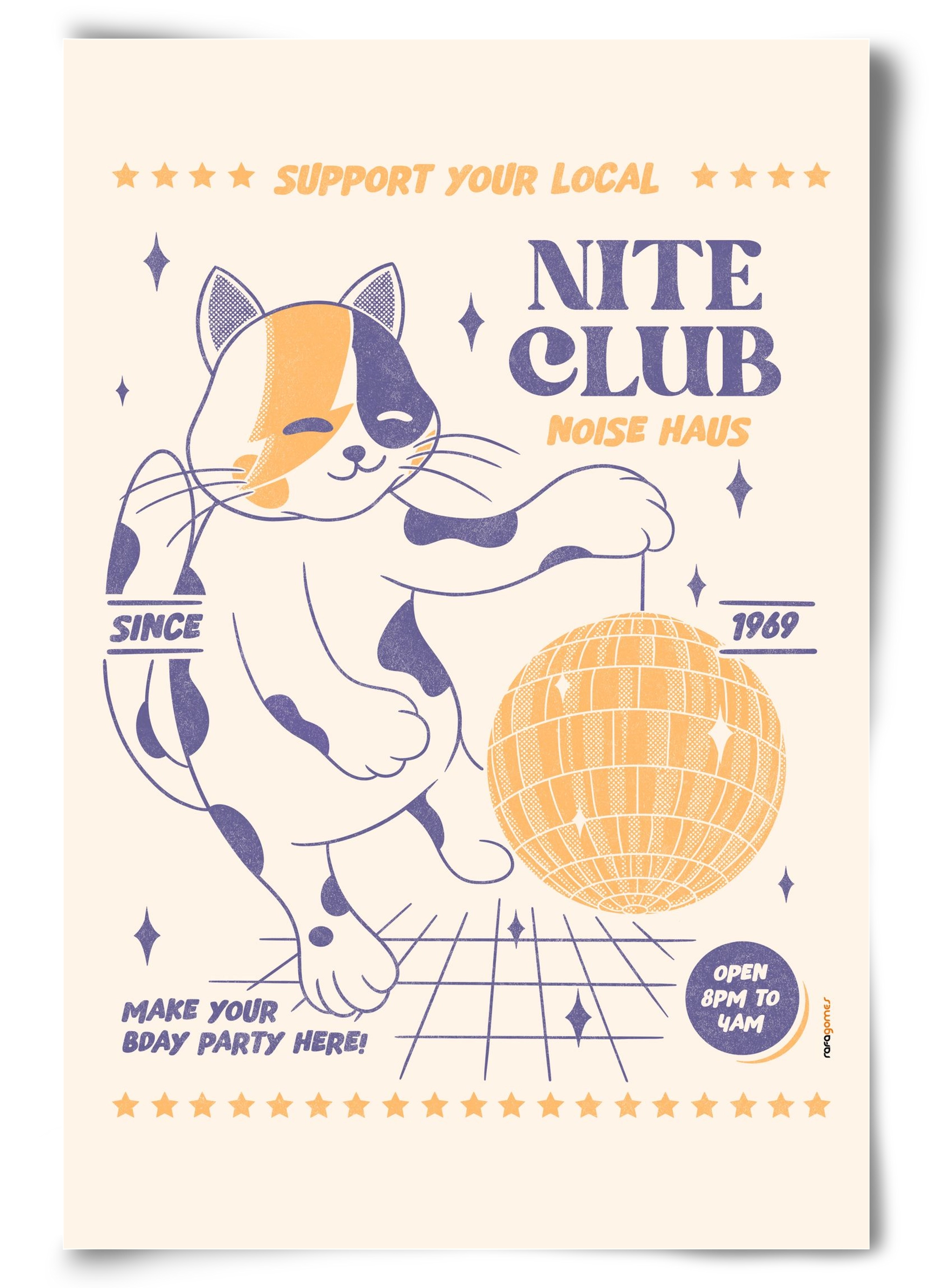 Suport Your Local Nite Club, 60x90 cm, Keret nélkül