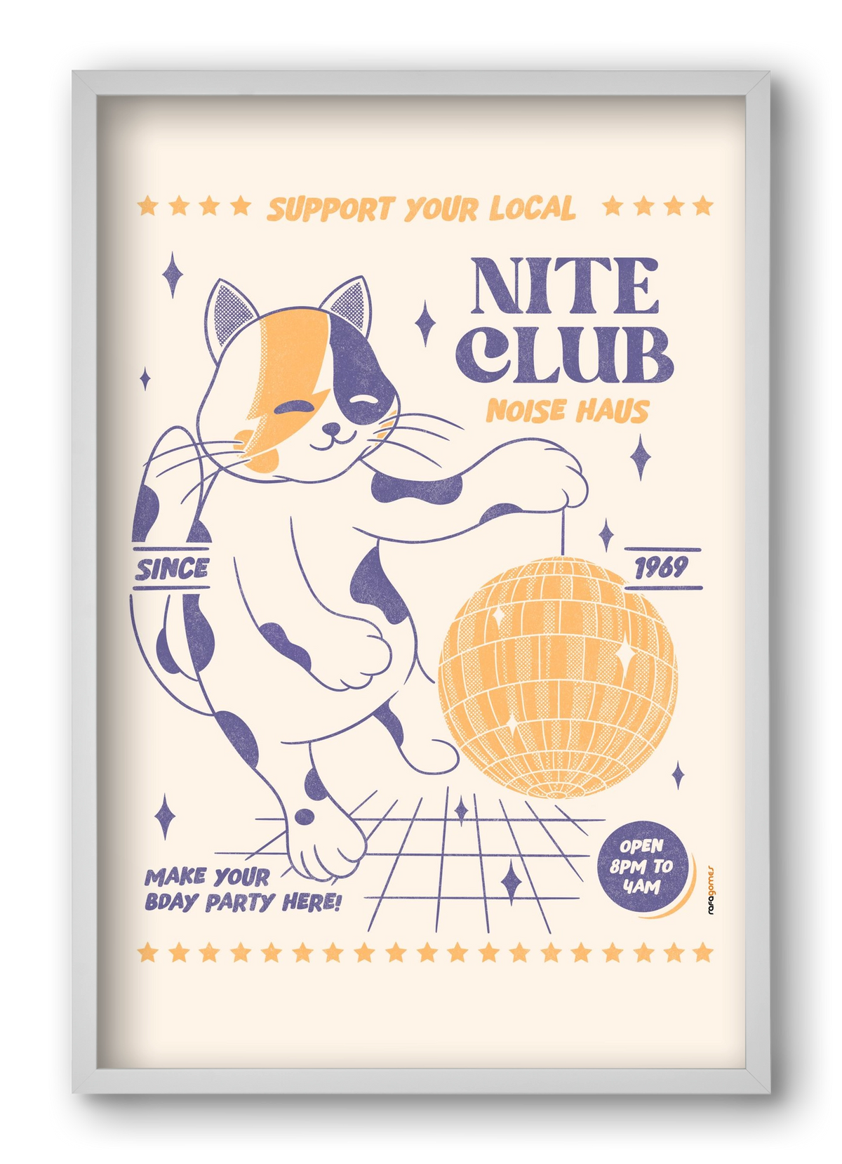 Suport Your Local Nite Club, 40x60 cm (40x60 cm), Fehér keret