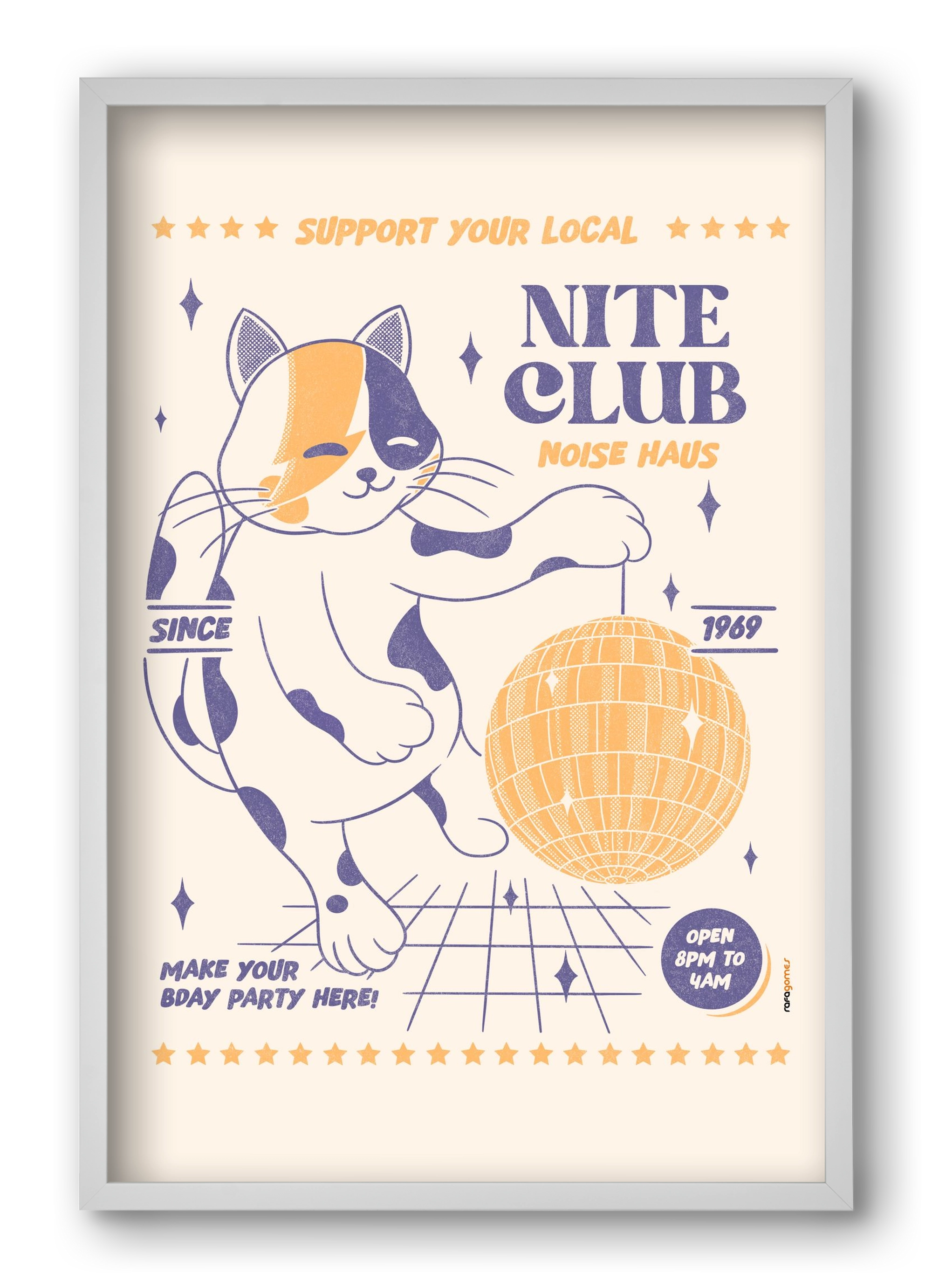 Suport Your Local Nite Club, 40x60 cm (40x60 cm), Fehér keret