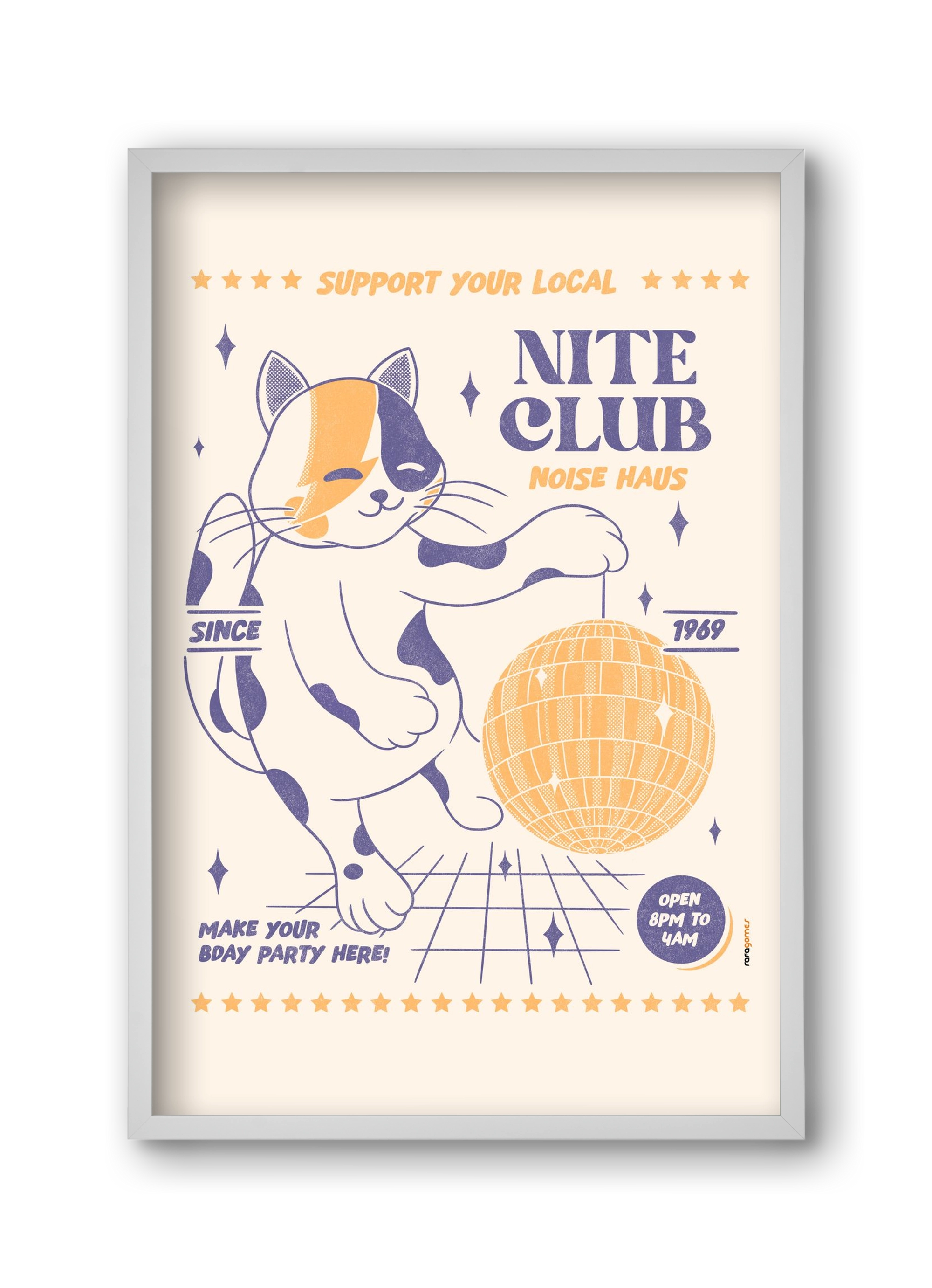 Suport Your Local Nite Club, 30x45 cm (30x45 cm), Fehér keret