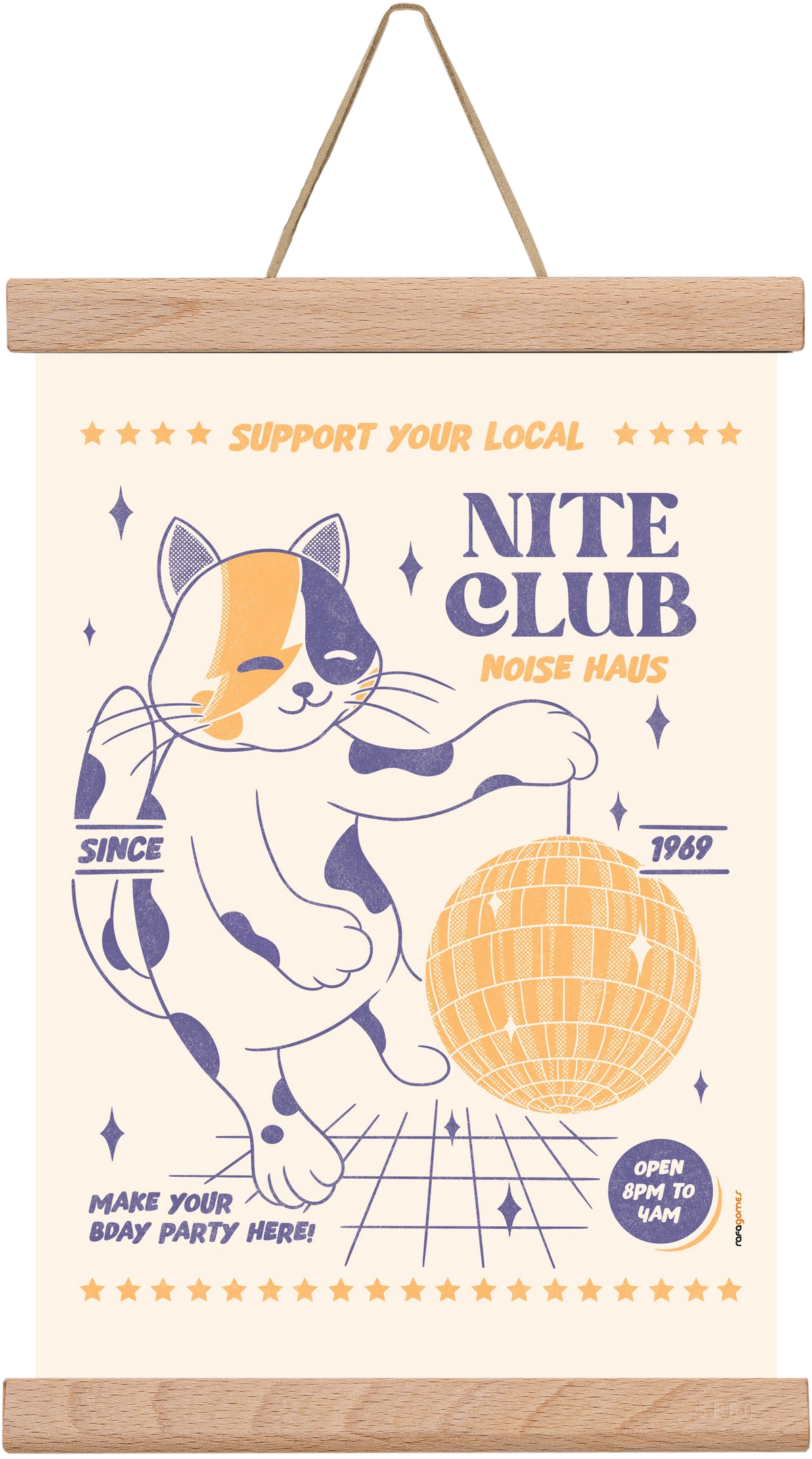 Suport Your Local Nite Club, 20x30 cm (20x30 cm), Tölgy akasztó