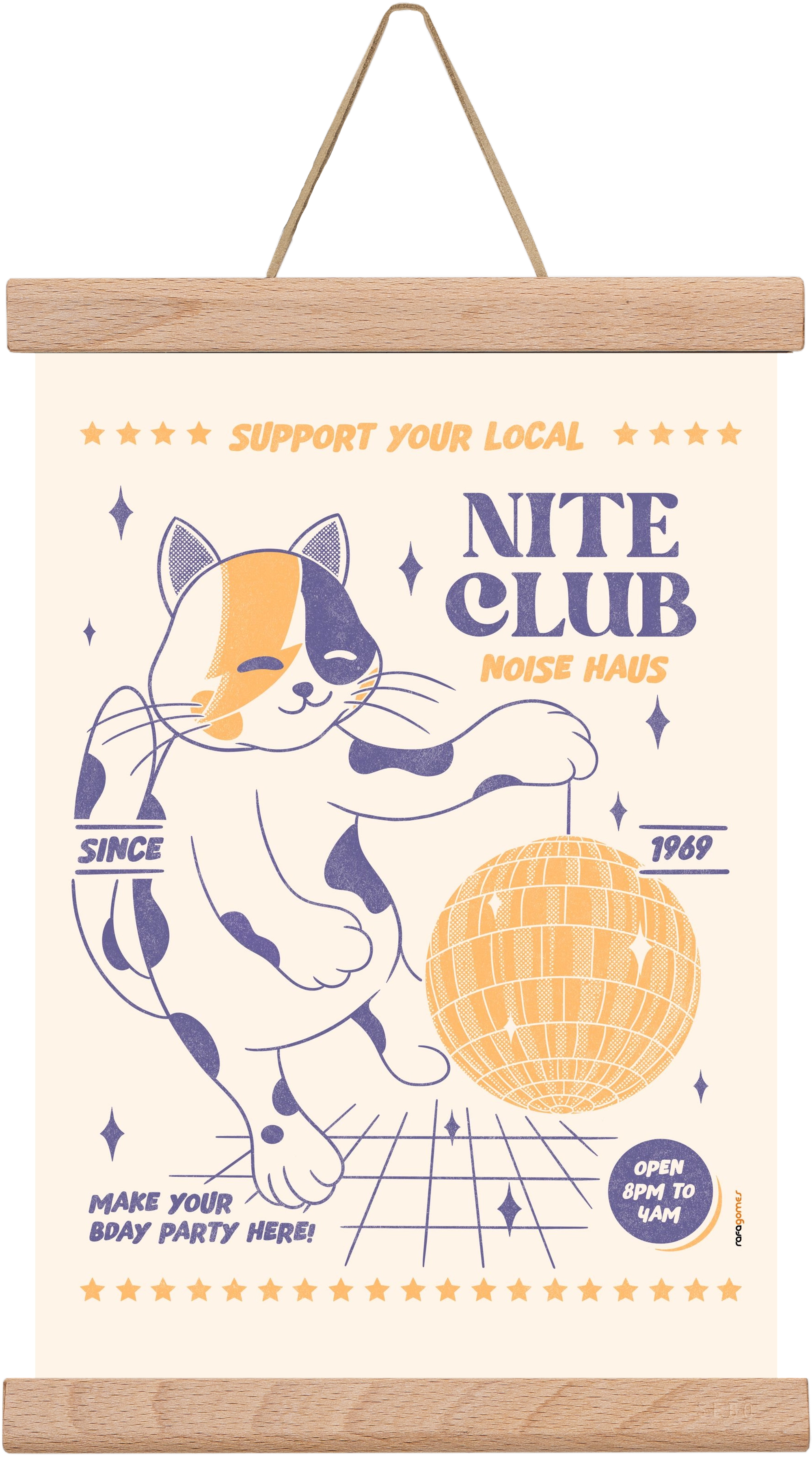 Suport Your Local Nite Club, 20x30 cm (20x30 cm), Tölgy akasztó