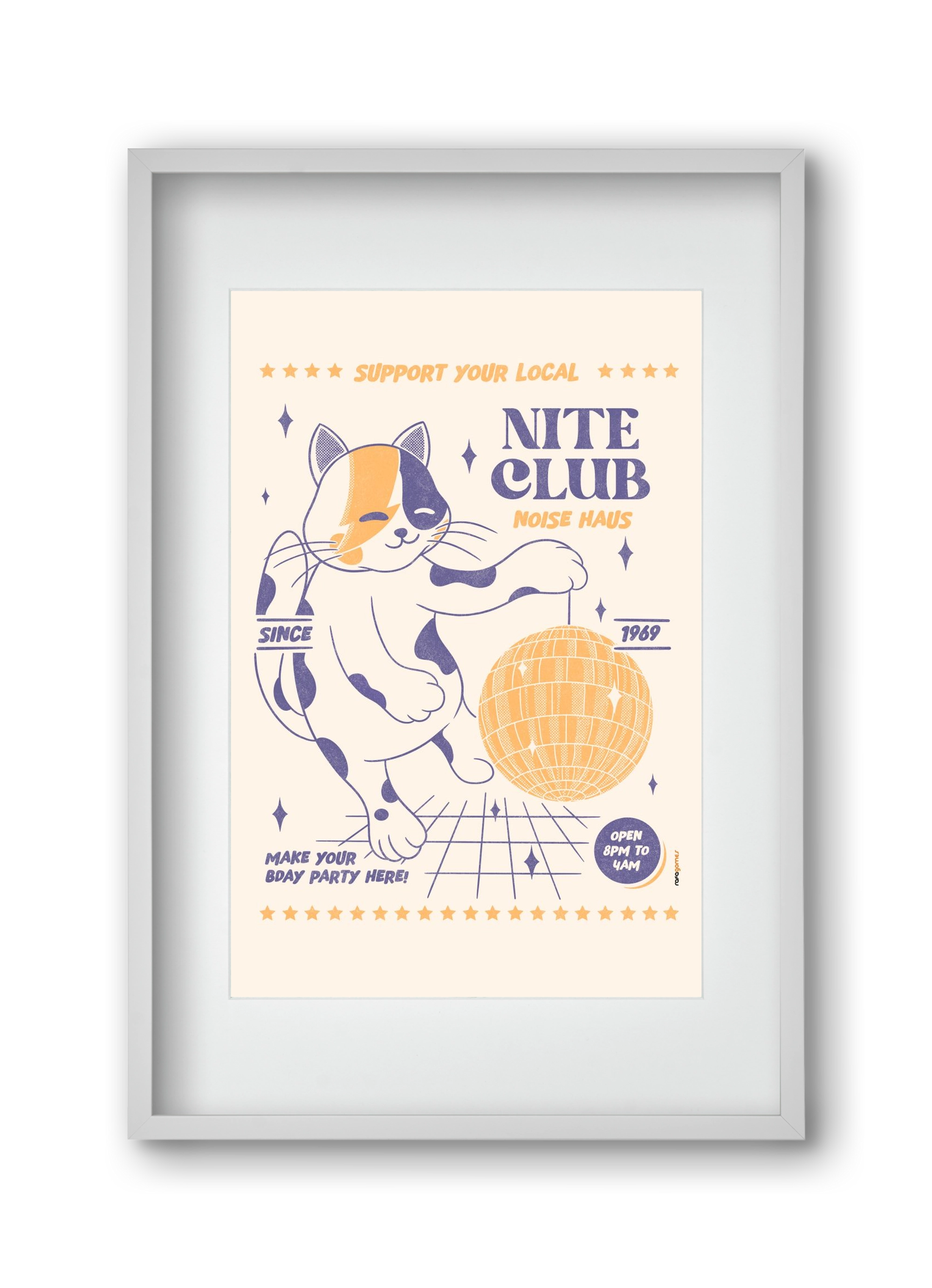 Suport Your Local Nite Club, 30x45 cm (20x30 cm), Fehér keret, paszpartuval