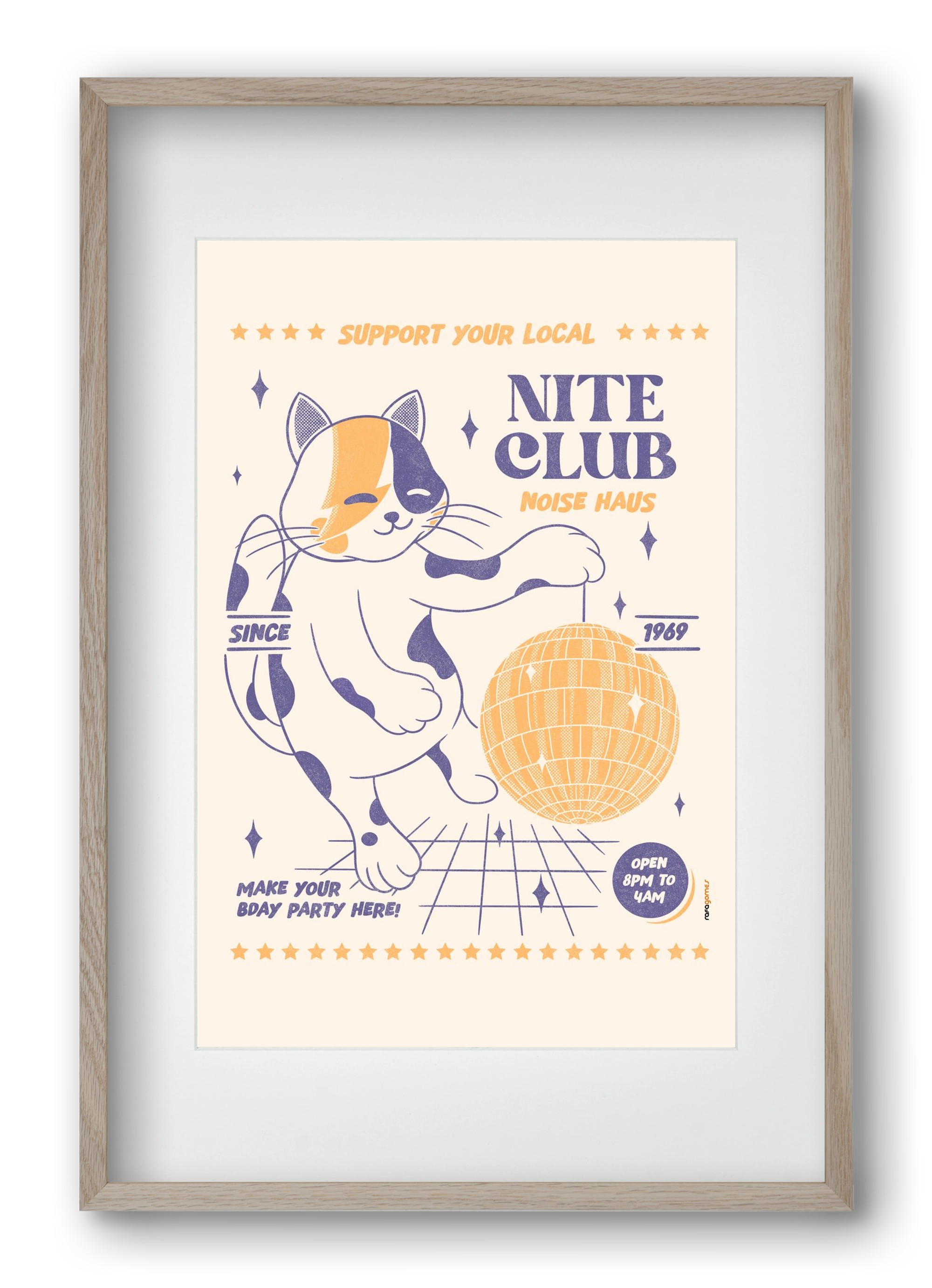 Suport Your Local Nite Club, 40x60 cm (30x45 cm), Tölgy keret, paszpartuval