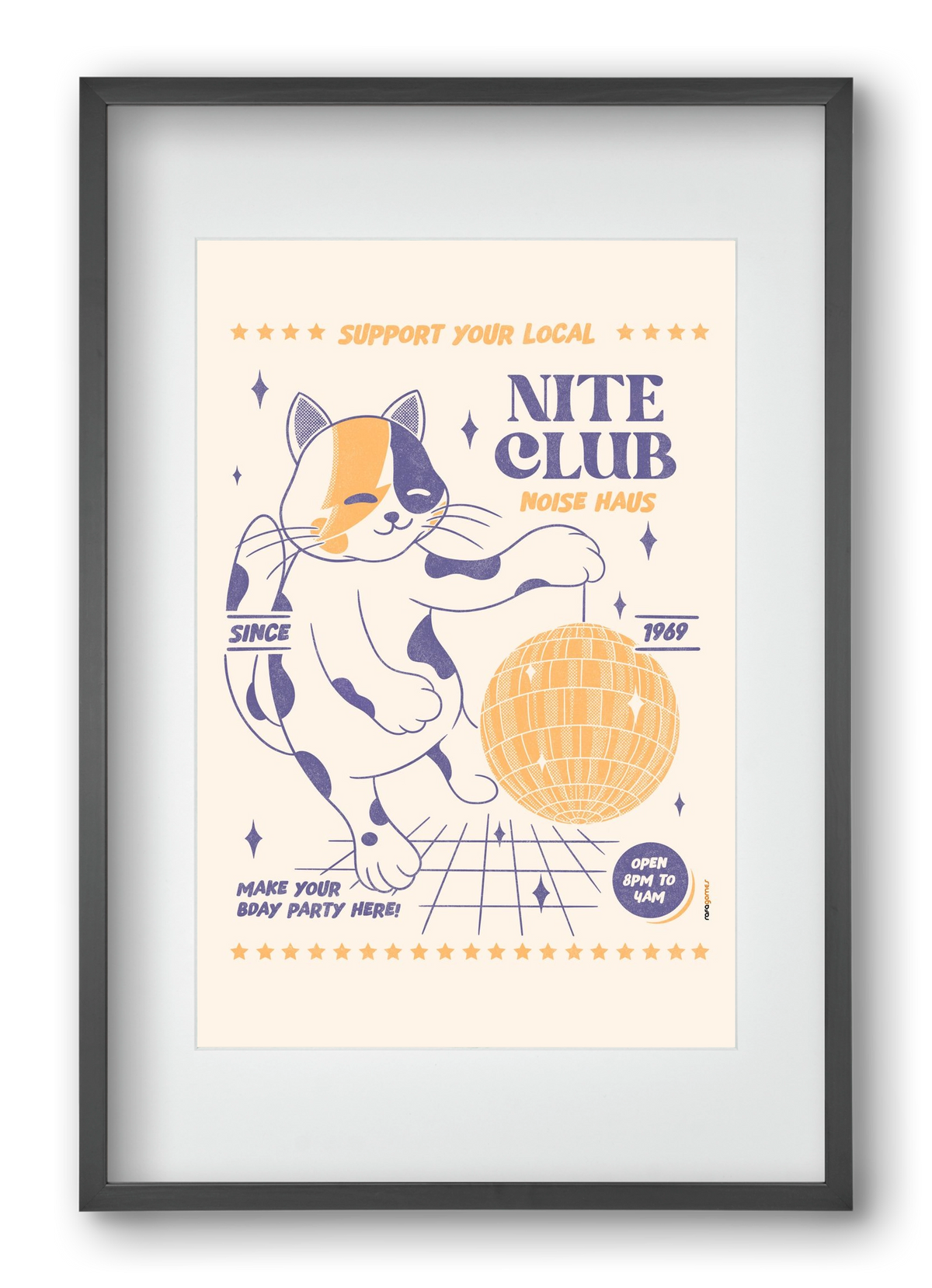 Suport Your Local Nite Club, 40x60 cm (30x45 cm), Fekete keret, paszpartuval