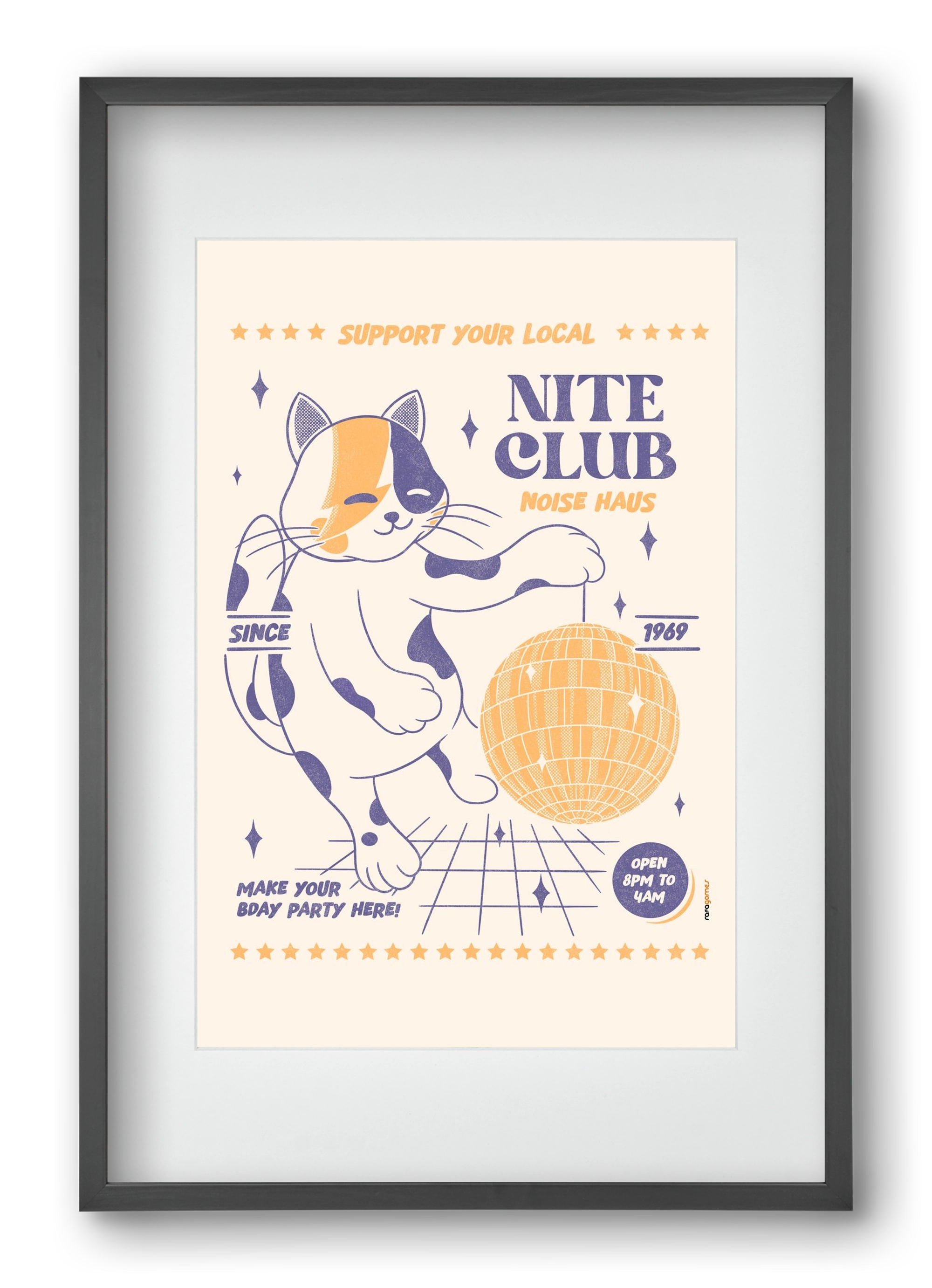 Suport Your Local Nite Club, 40x60 cm (30x45 cm), Fekete keret, paszpartuval