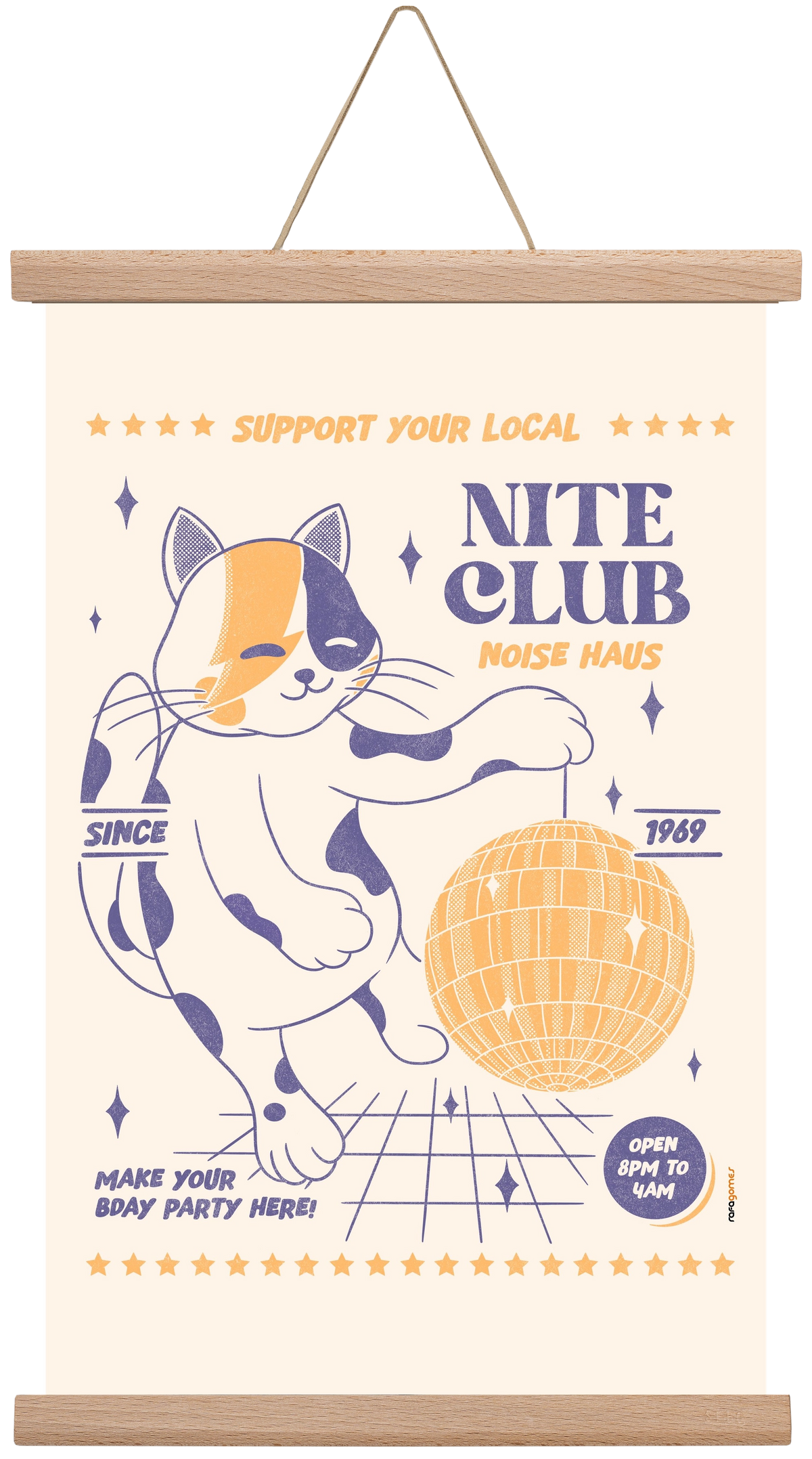 Suport Your Local Nite Club, 30x45 cm (30x45 cm), Tölgy akasztó