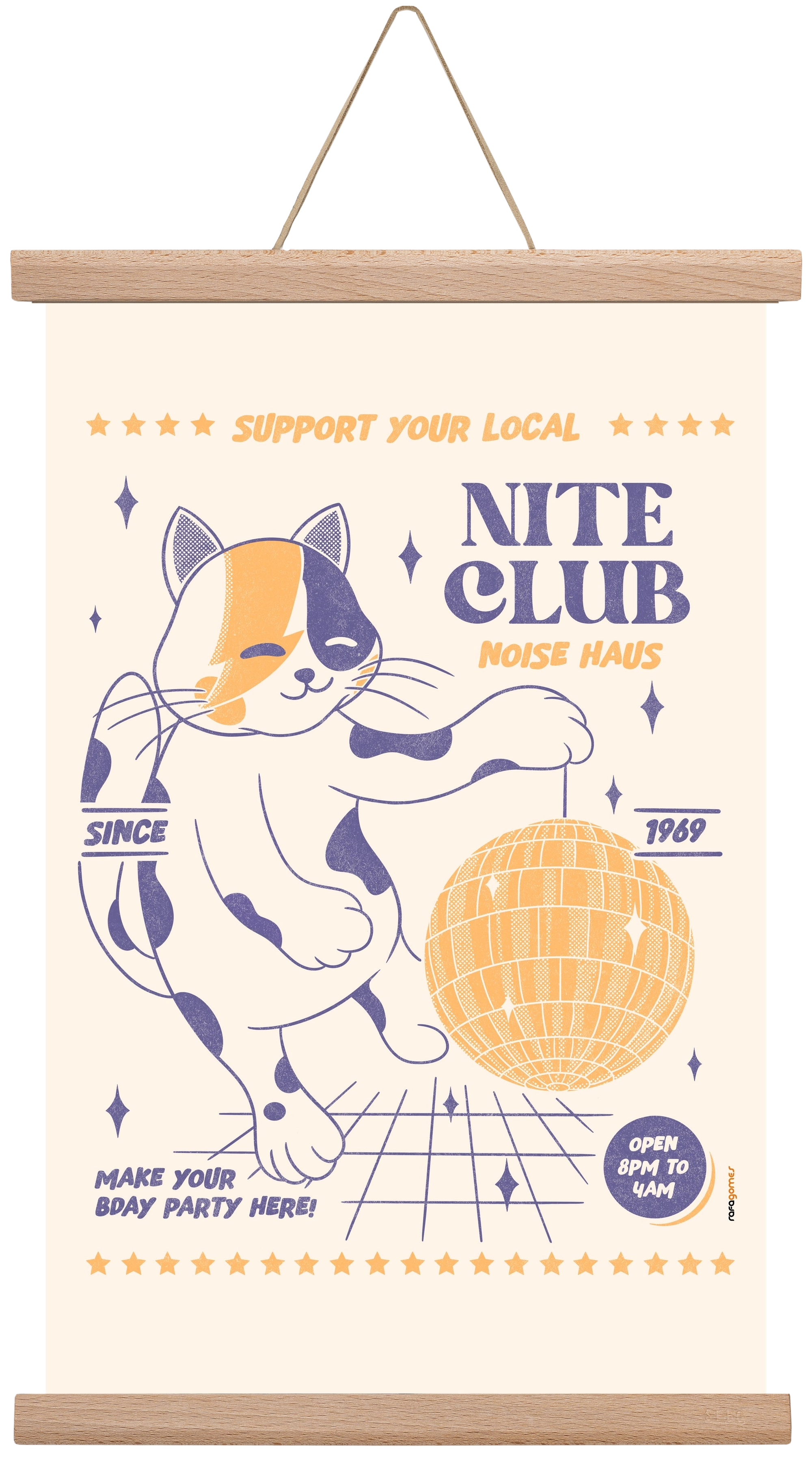 Suport Your Local Nite Club, 30x45 cm (30x45 cm), Tölgy akasztó