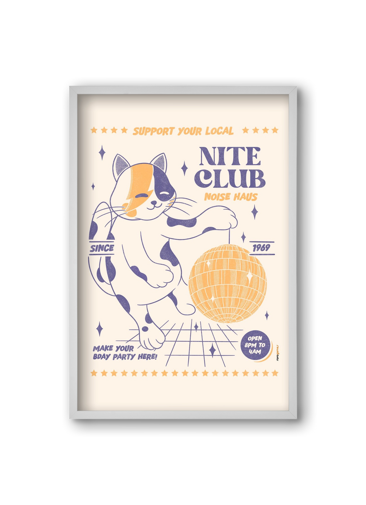 Suport Your Local Nite Club, 20x30 cm (20x30 cm), Fehér keret