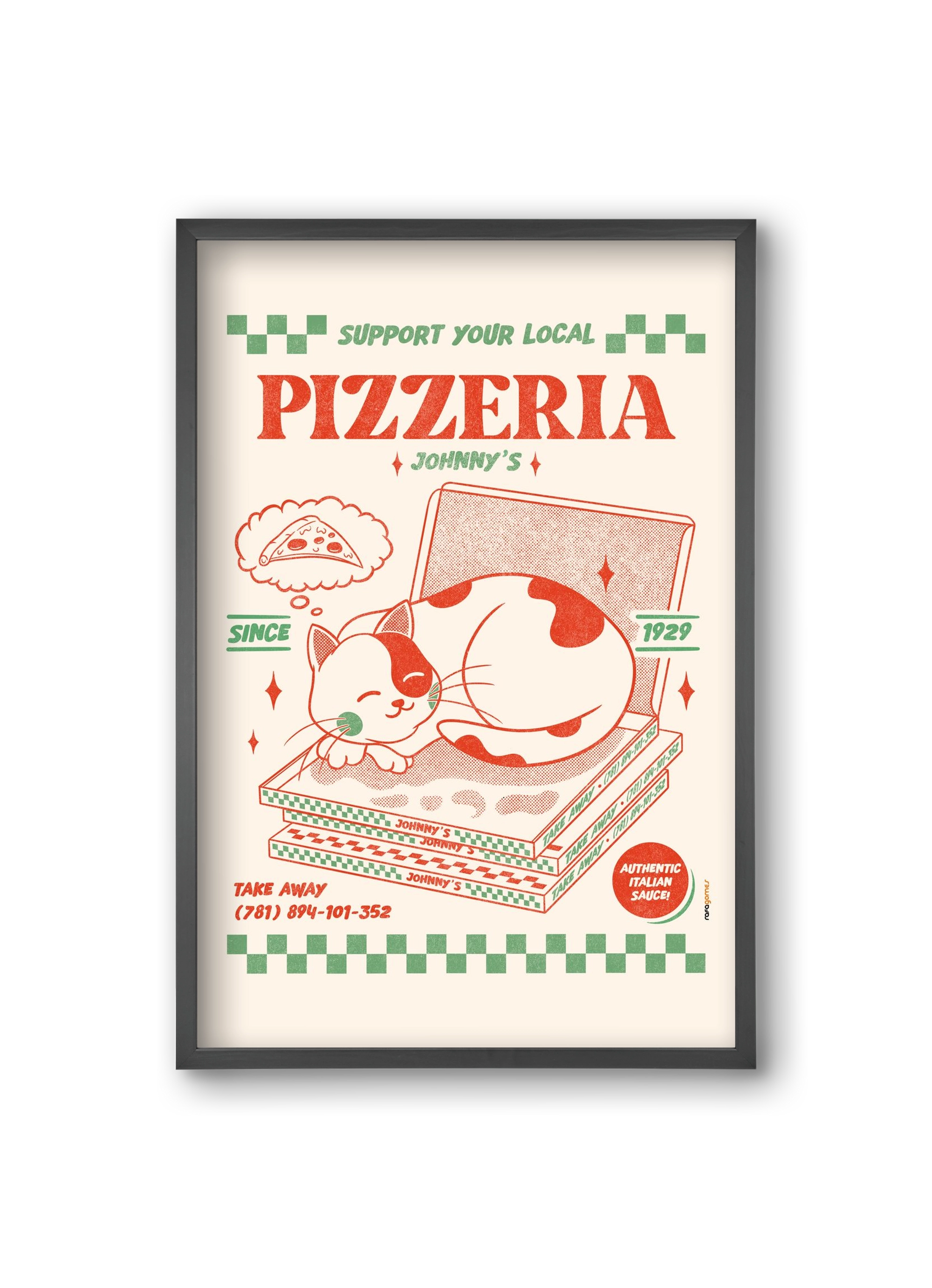 Suport Your Local Pizzeria, 20x30 cm (20x30 cm), Fekete keret