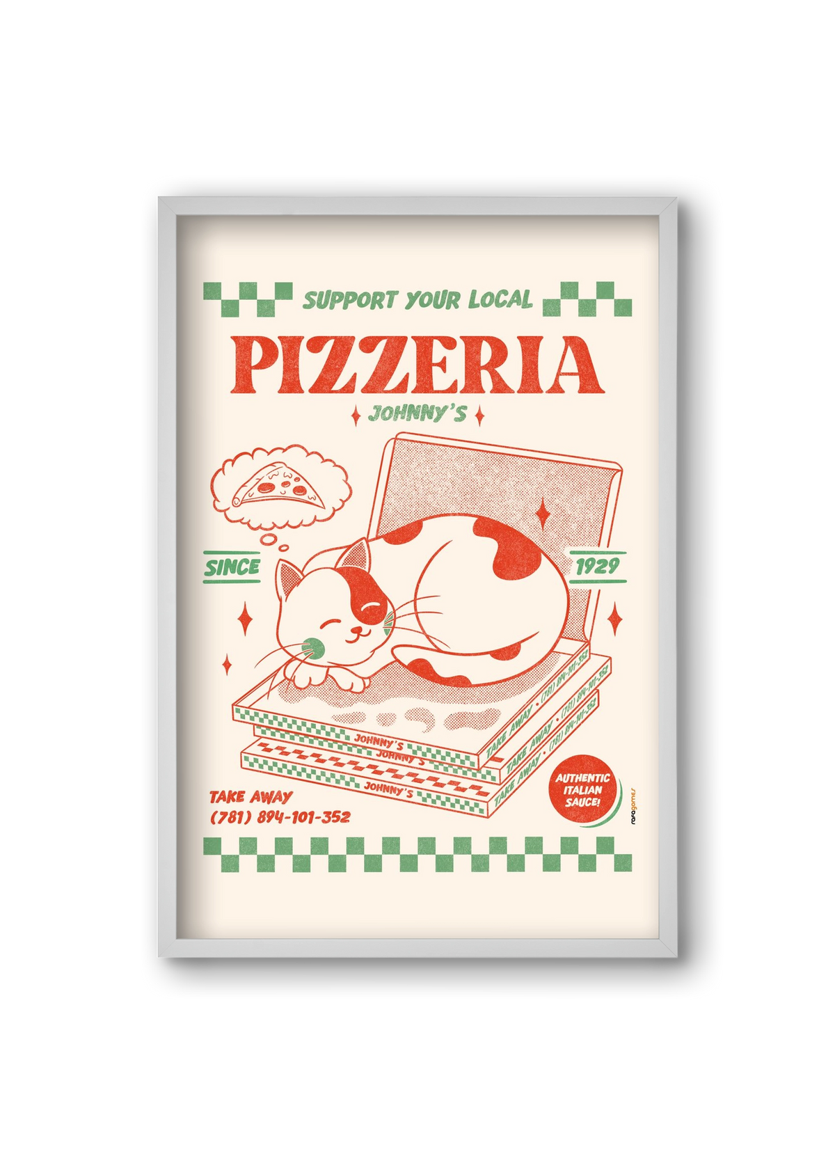 Suport Your Local Pizzeria, 20x30 cm (20x30 cm), Fehér keret