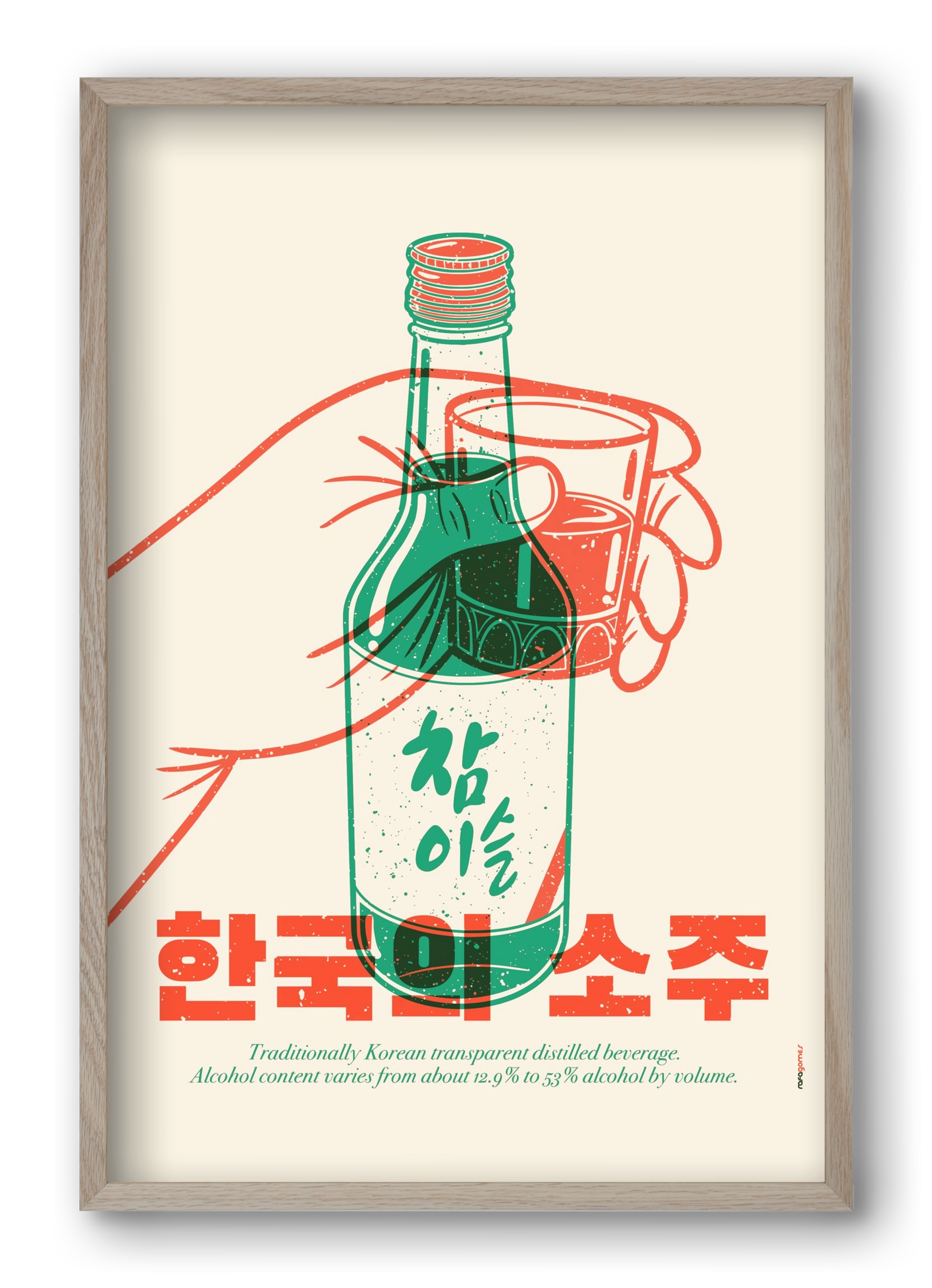 Korean Soju, 40x60 cm (40x60 cm), Tölgy keret