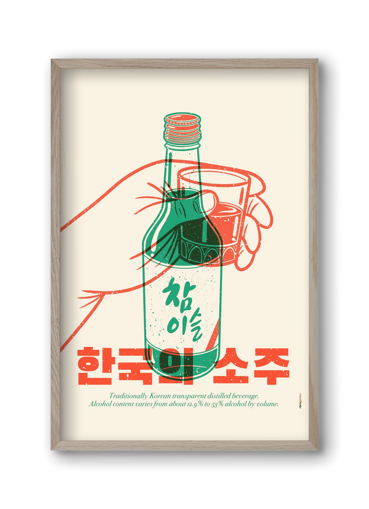 Korean Soju, 30x45 cm (30x45 cm), Tölgy keret