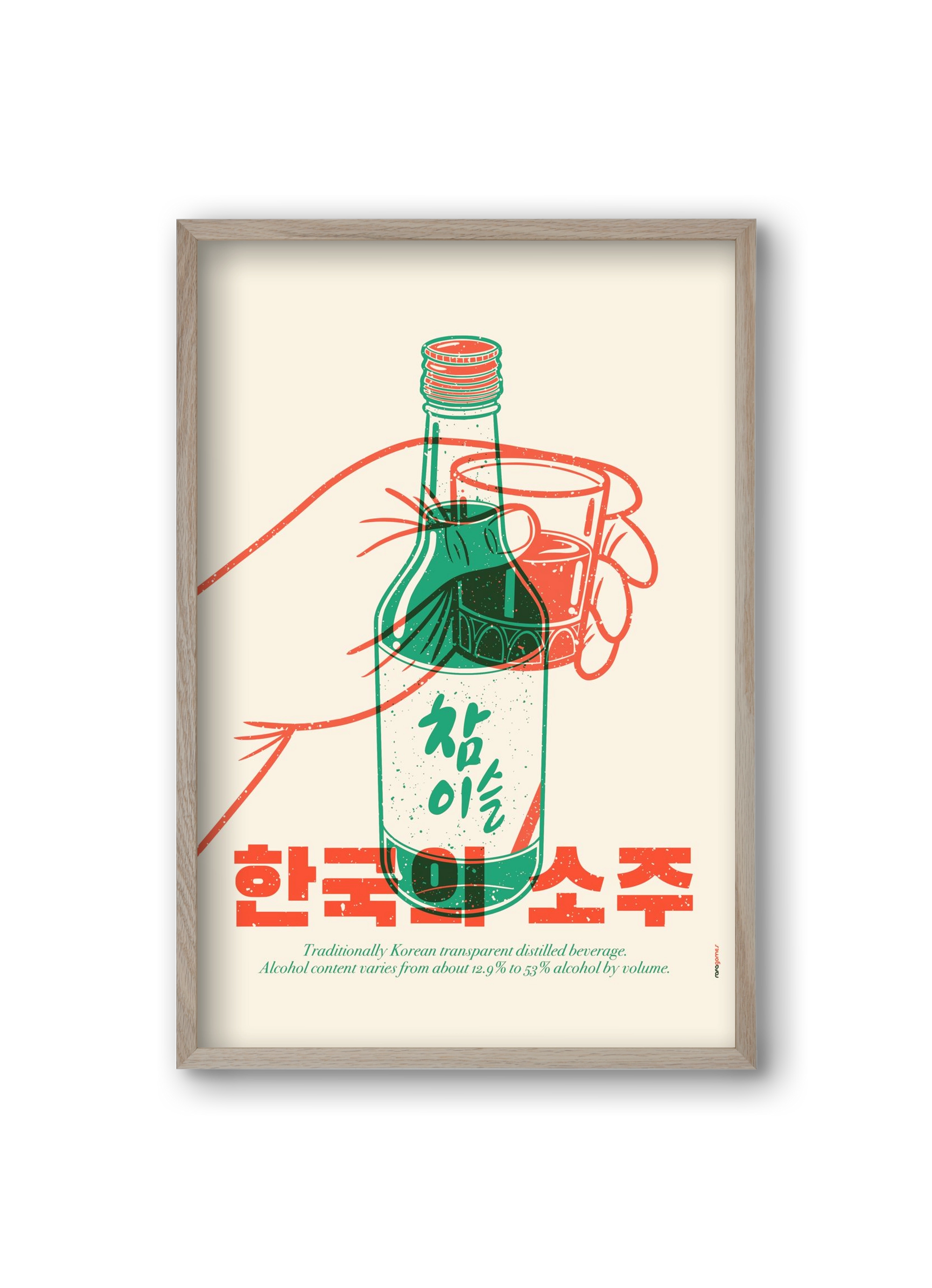 Korean Soju, 20x30 cm (20x30 cm), Tölgy keret