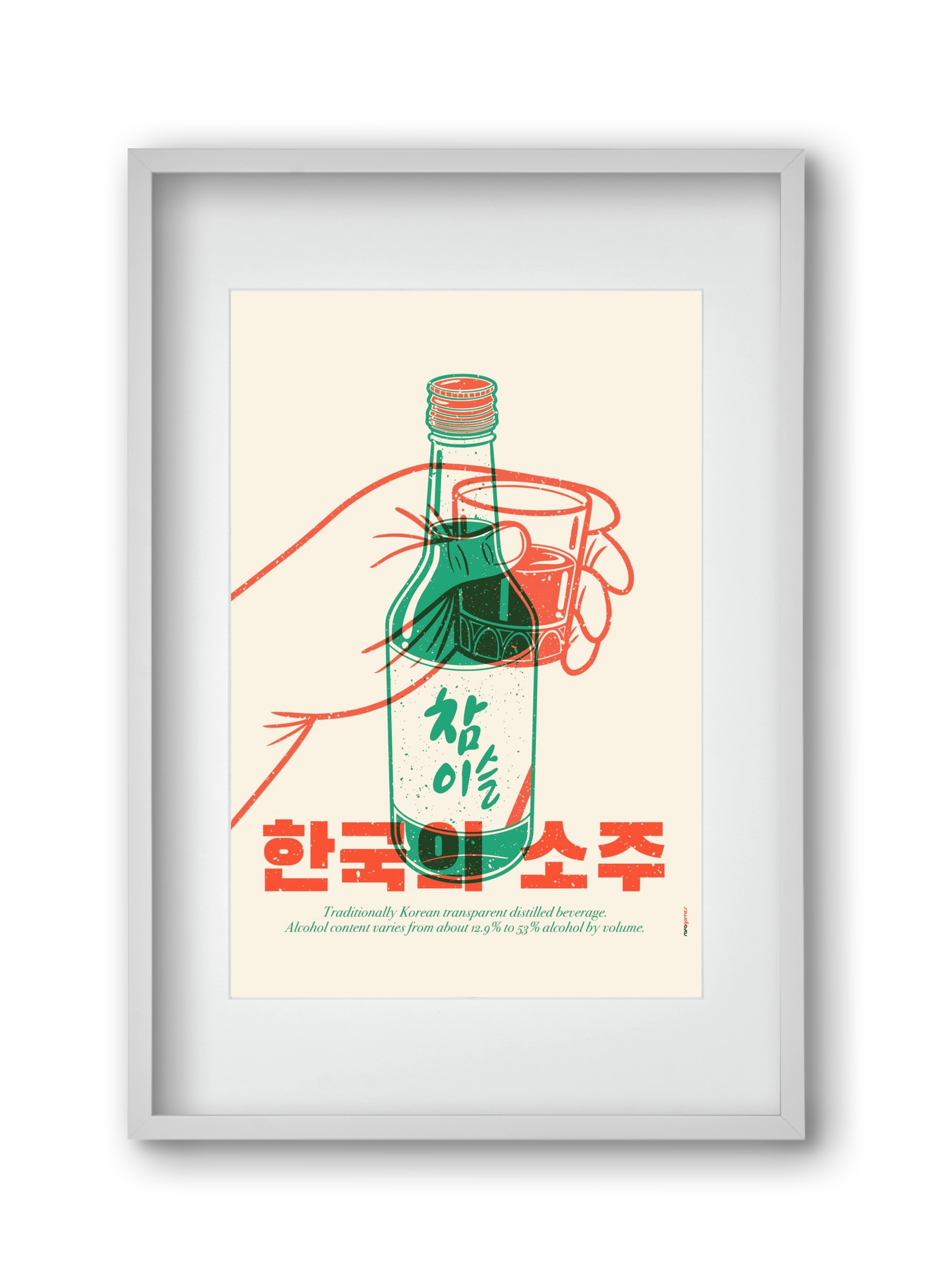 Korean Soju, 30x45 cm (20x30 cm), Fehér keret, paszpartuval
