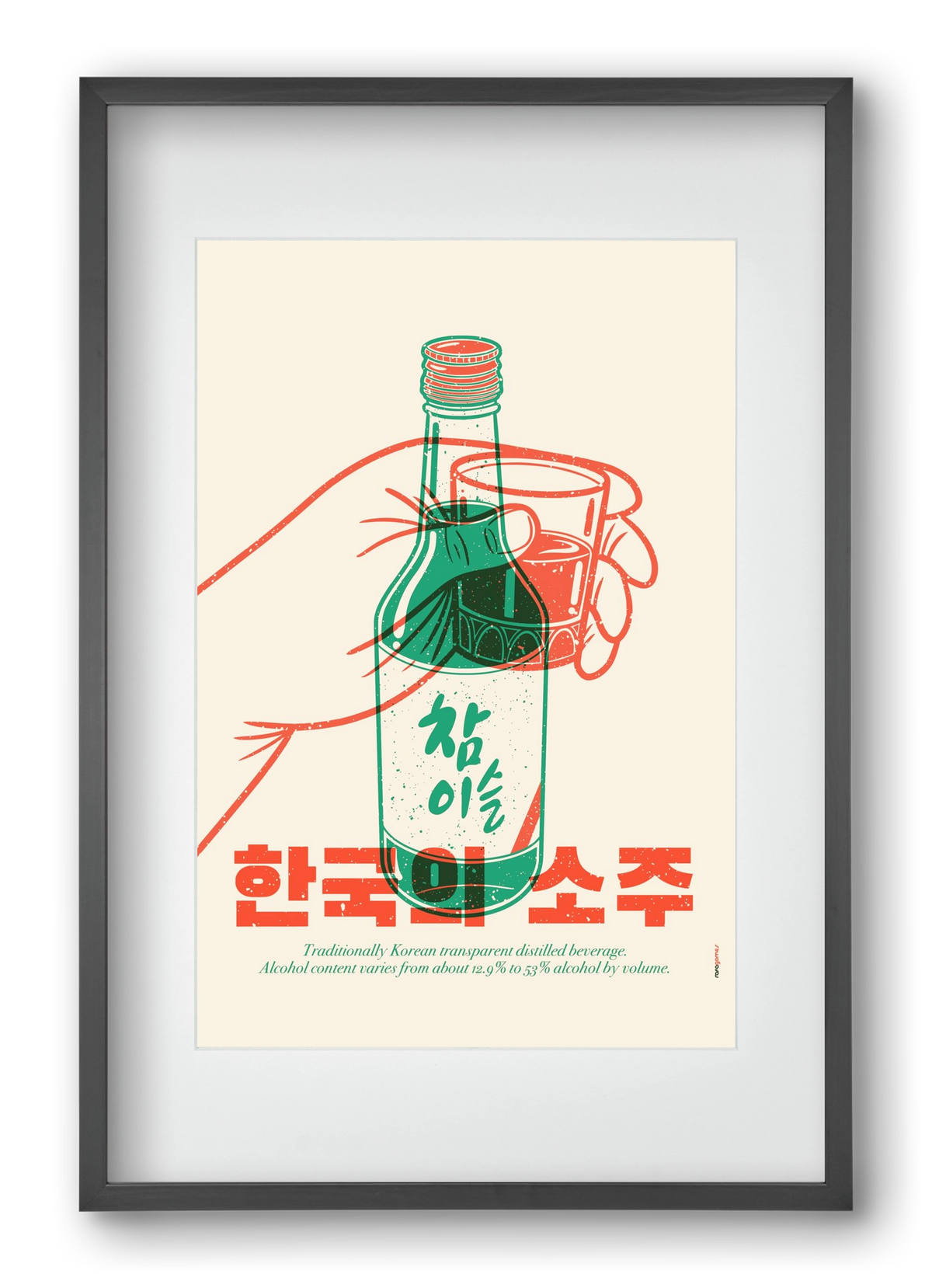 Korean Soju, 40x60 cm (30x45 cm), Fekete keret, paszpartuval