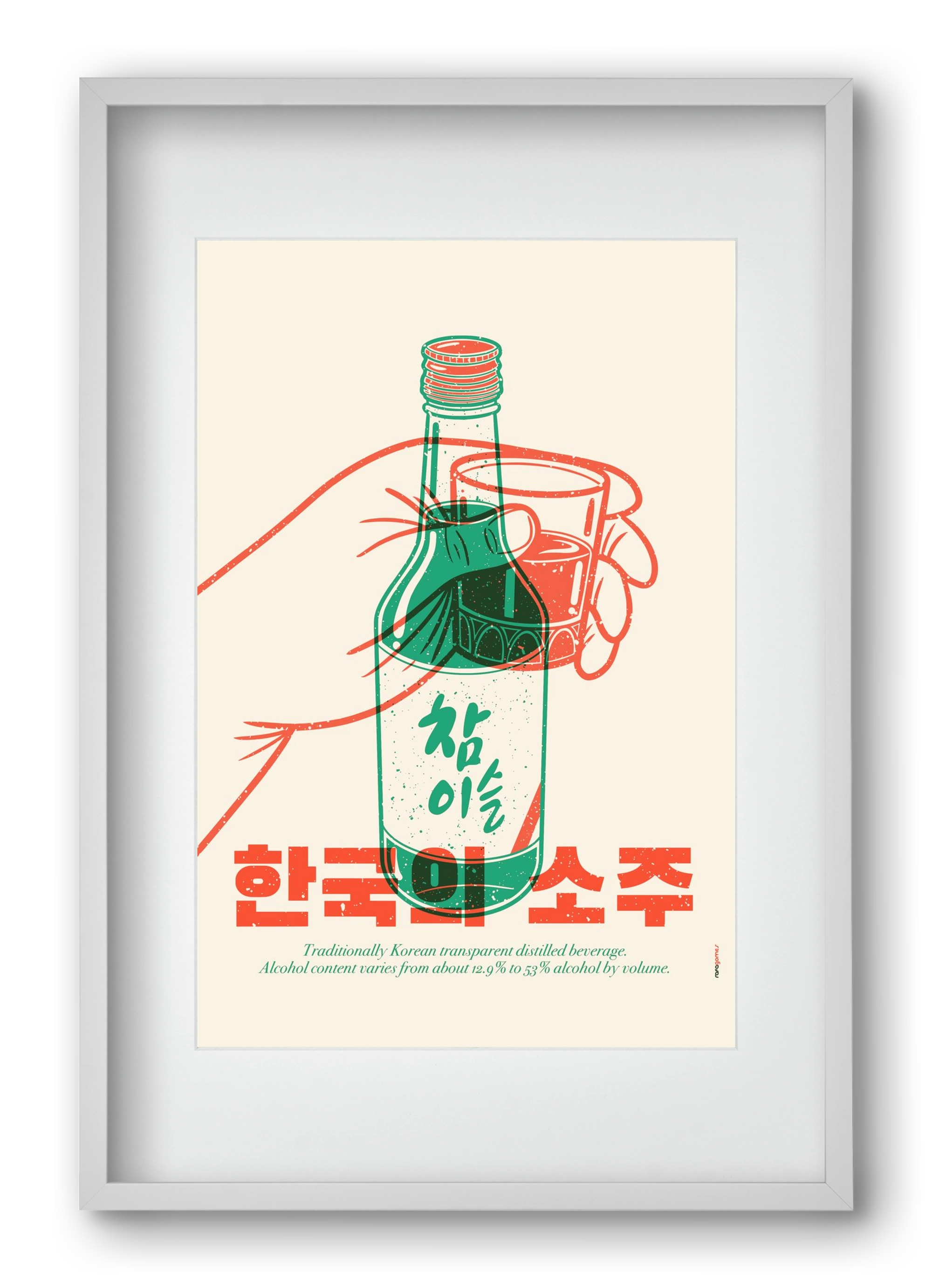 Korean Soju, 40x60 cm (30x45 cm), Fehér keret, paszpartuval