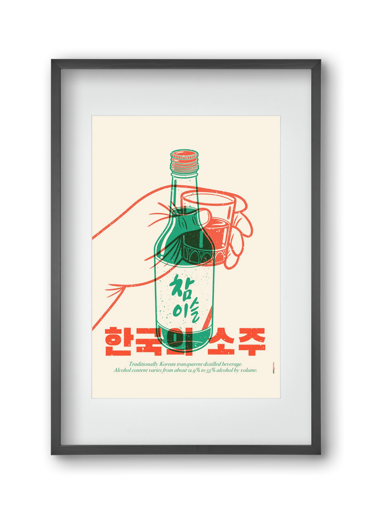 Korean Soju, 30x45 cm (20x30 cm), Fekete keret, paszpartuval