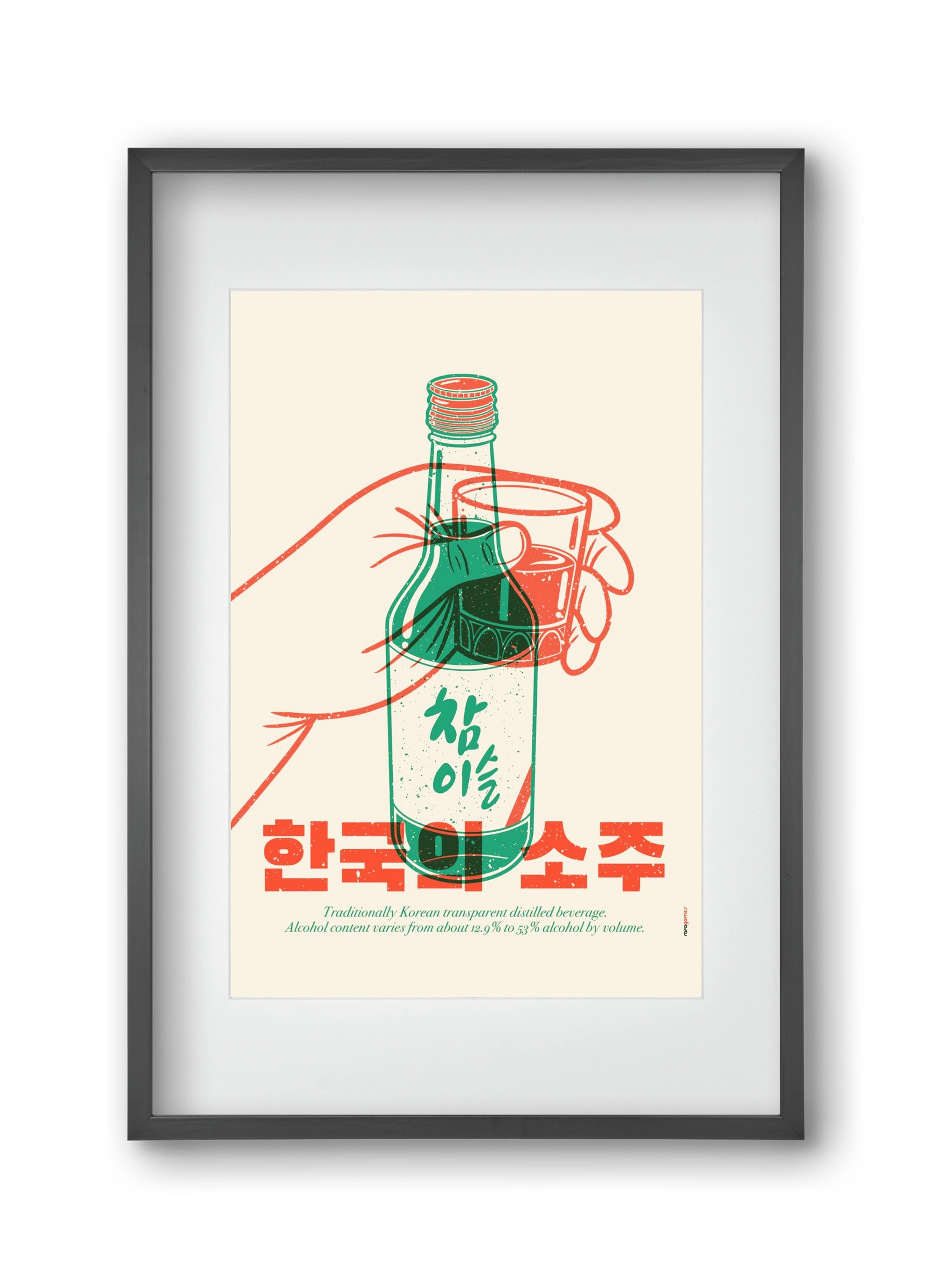 Korean Soju, 30x45 cm (20x30 cm), Fekete keret, paszpartuval