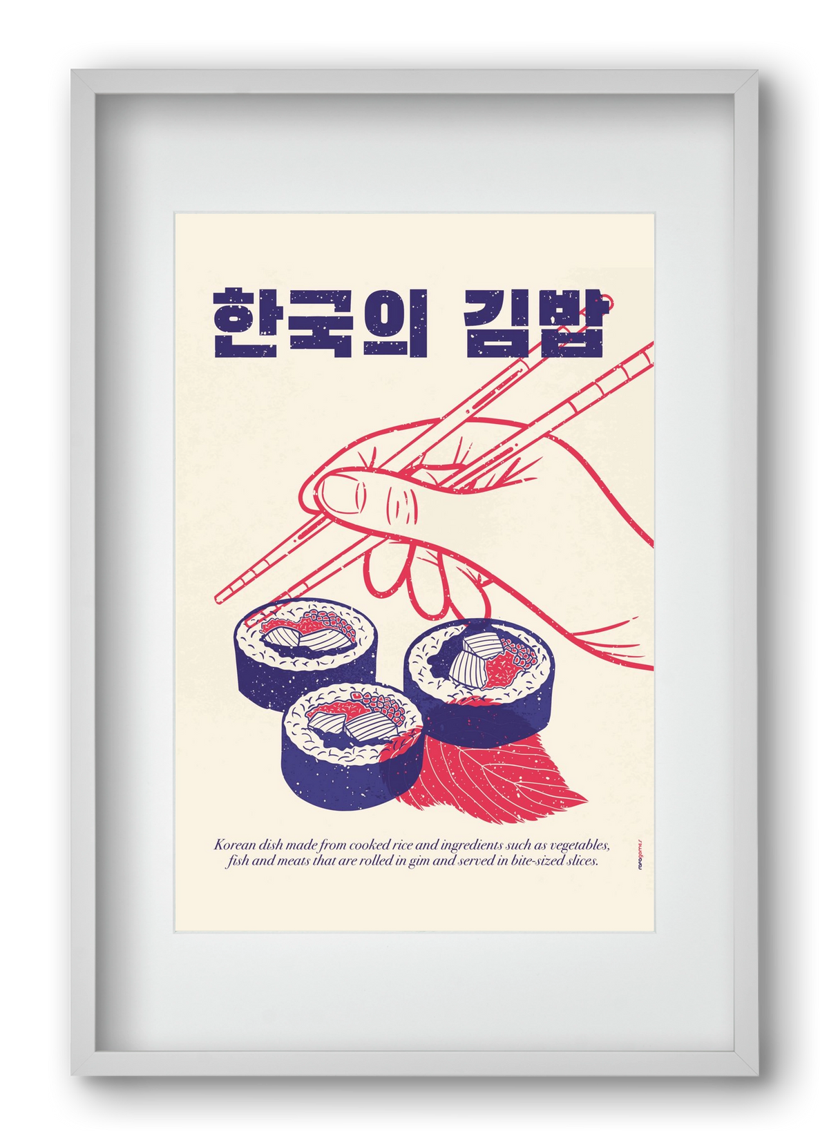 Korean Kimbap, 40x60 cm (30x45 cm), Fehér keret, paszpartuval