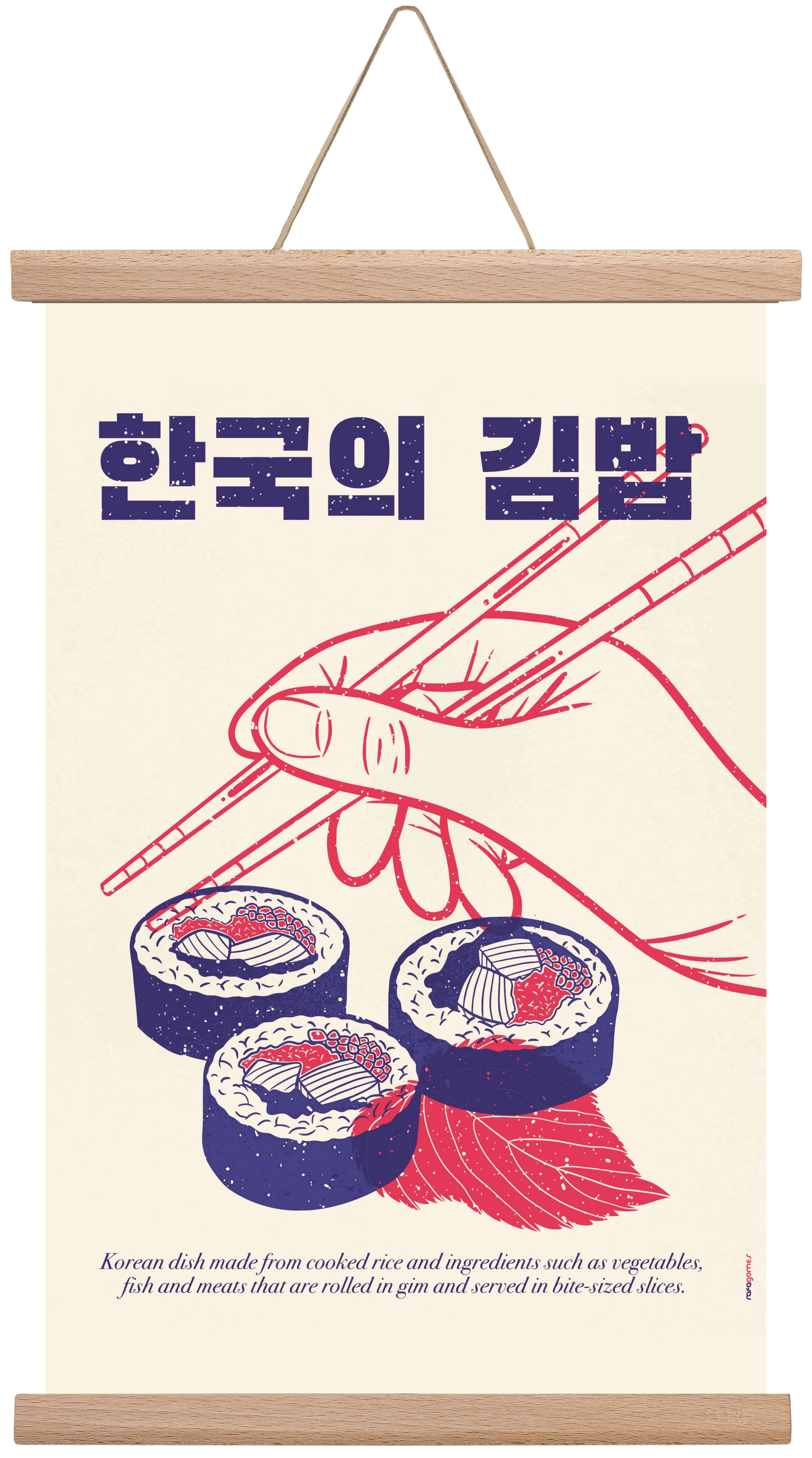 Korean Kimbap, 30x45 cm (30x45 cm), Tölgy akasztó