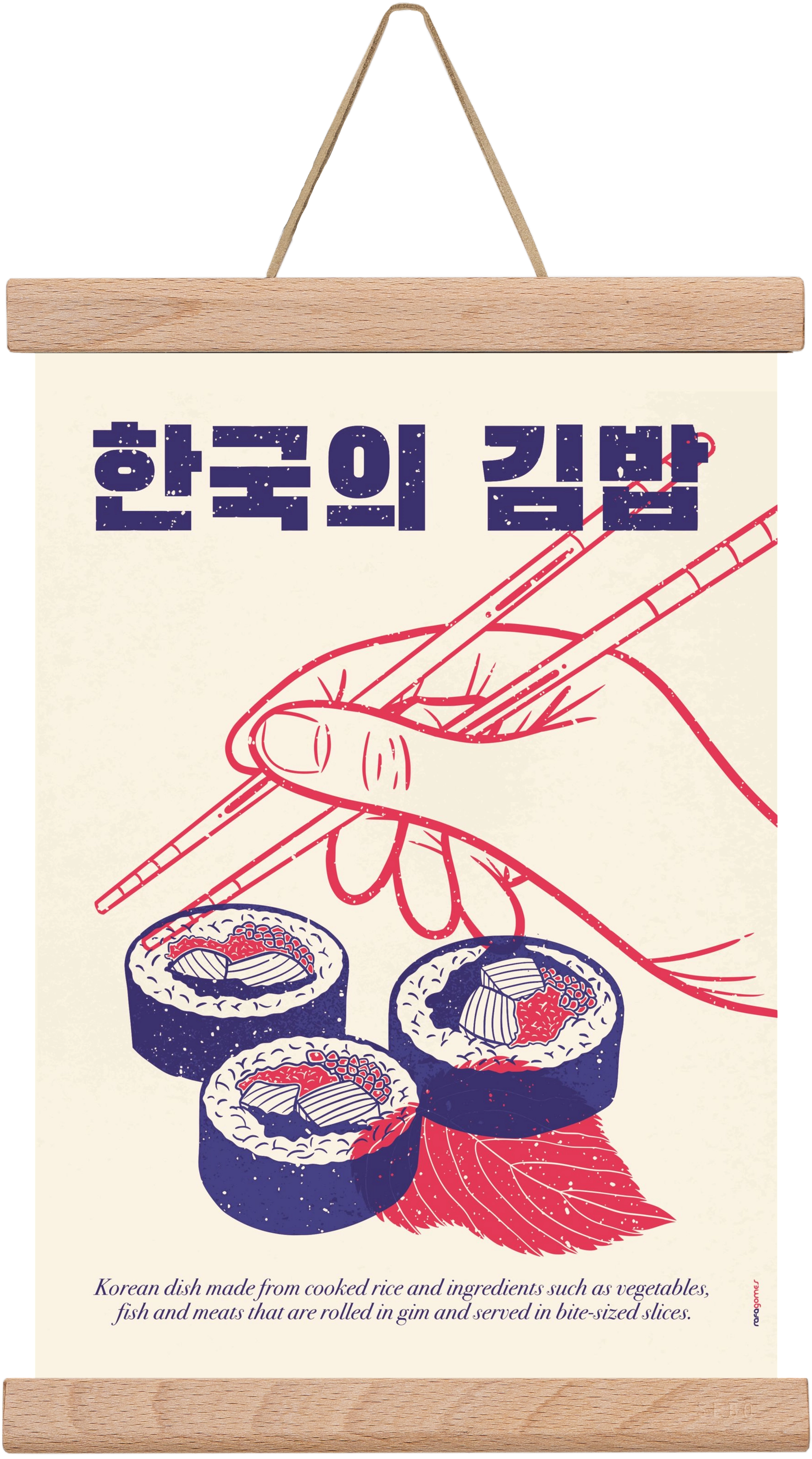 Korean Kimbap, 20x30 cm (20x30 cm), Tölgy akasztó