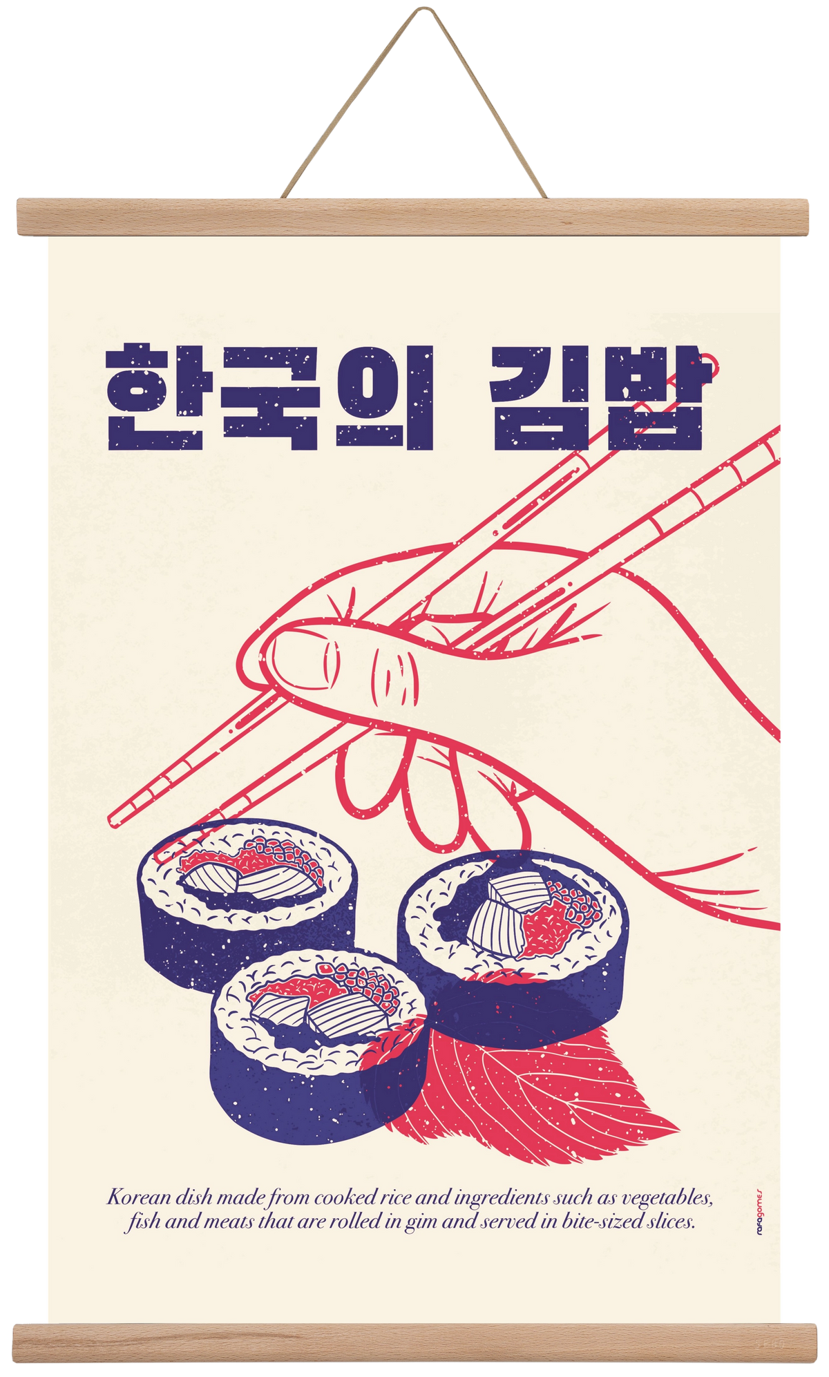 Korean Kimbap, 40x60 cm (40x60 cm), Tölgy akasztó