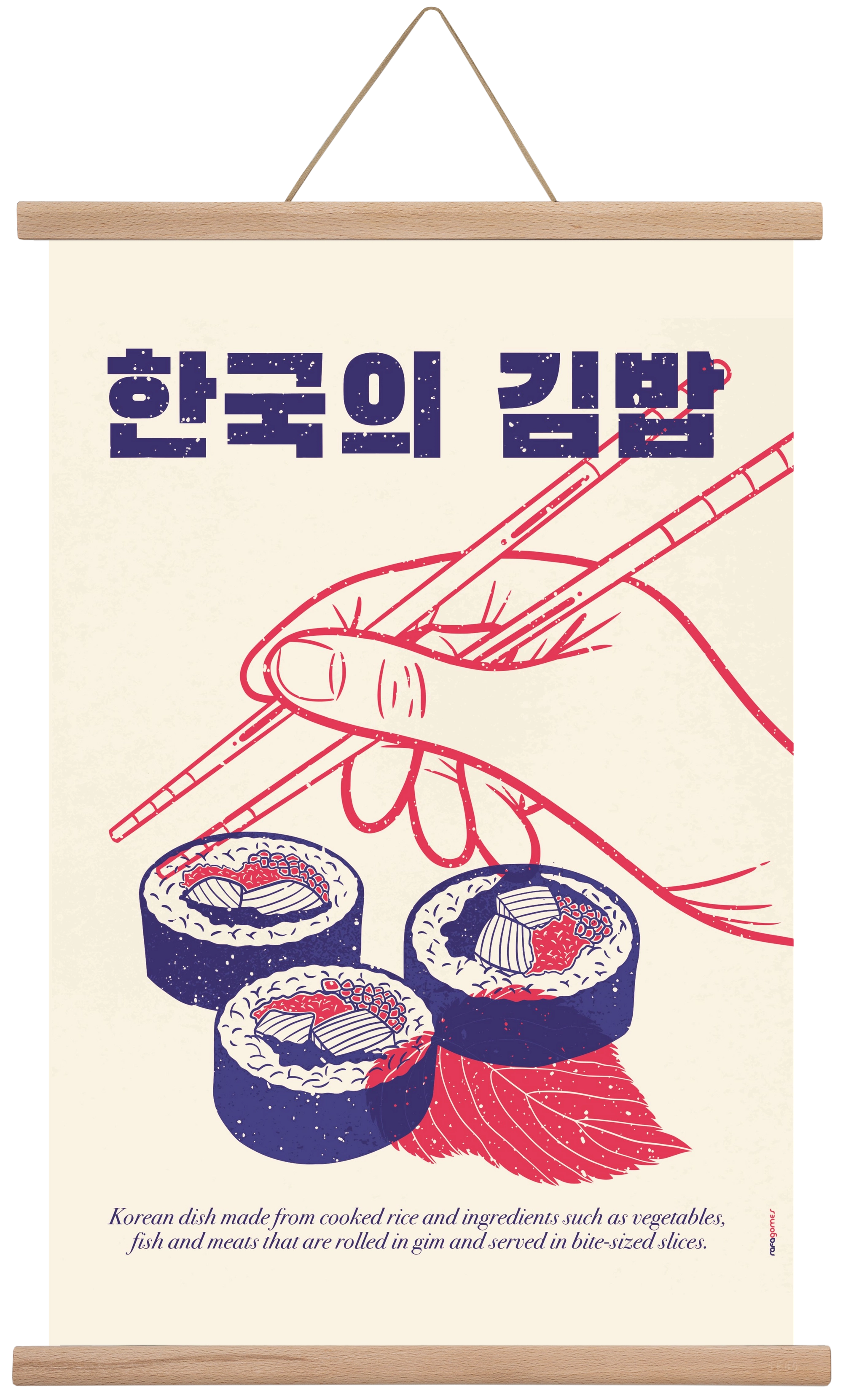 Korean Kimbap, 40x60 cm (40x60 cm), Tölgy akasztó