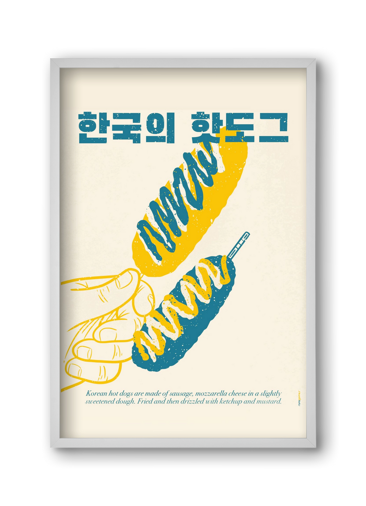 Korean Hot Dog, 30x45 cm (30x45 cm), Fehér keret