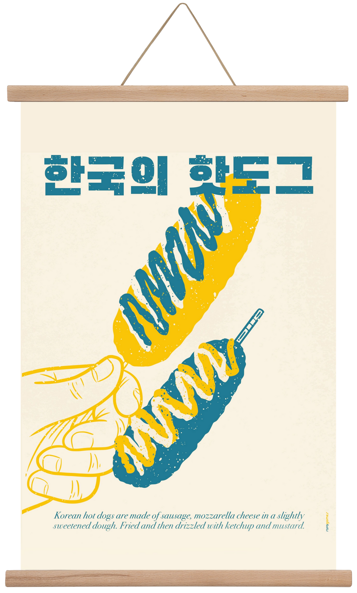 Korean Hot Dog, 40x60 cm (40x60 cm), Tölgy akasztó