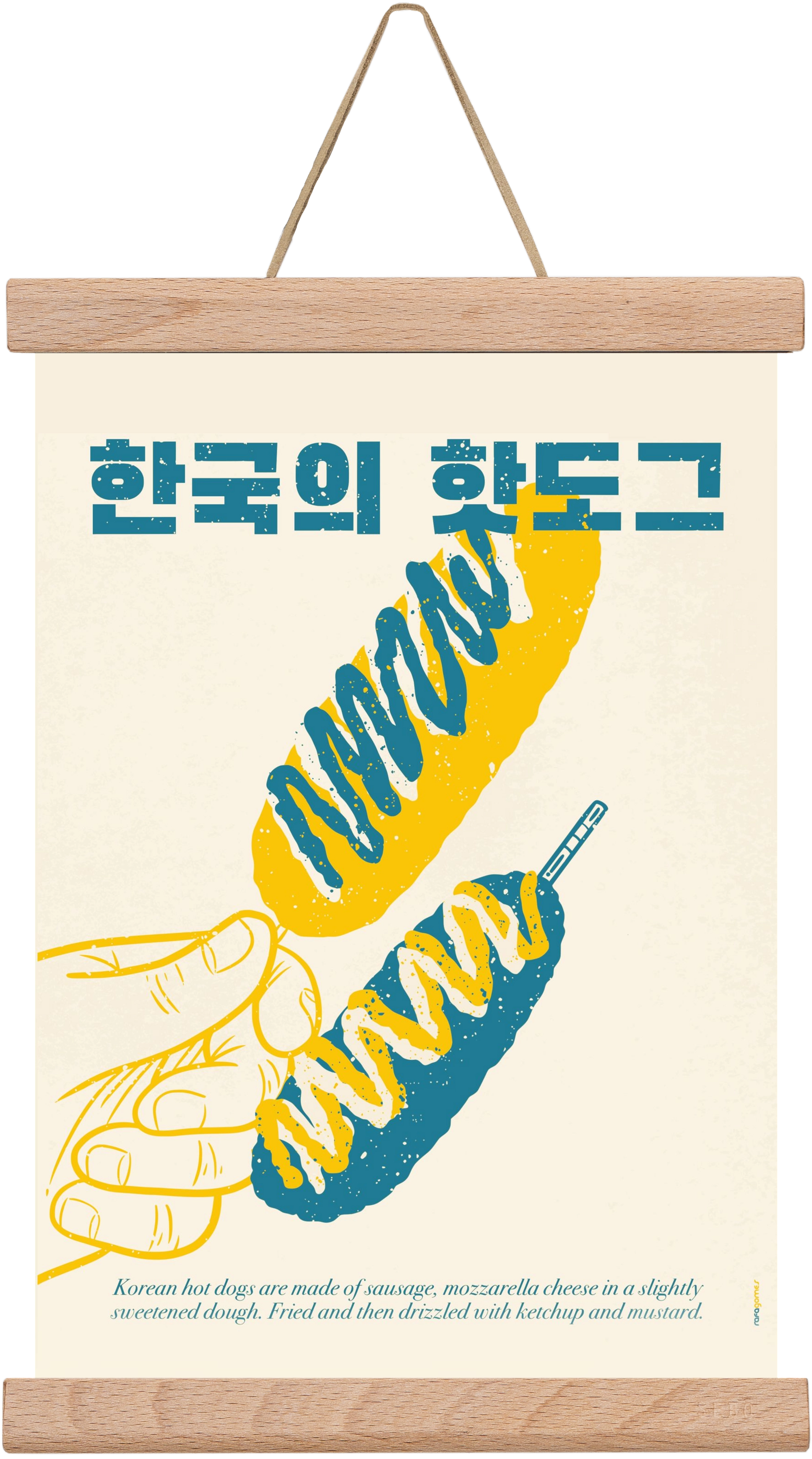 Korean Hot Dog, 20x30 cm (20x30 cm), Tölgy akasztó