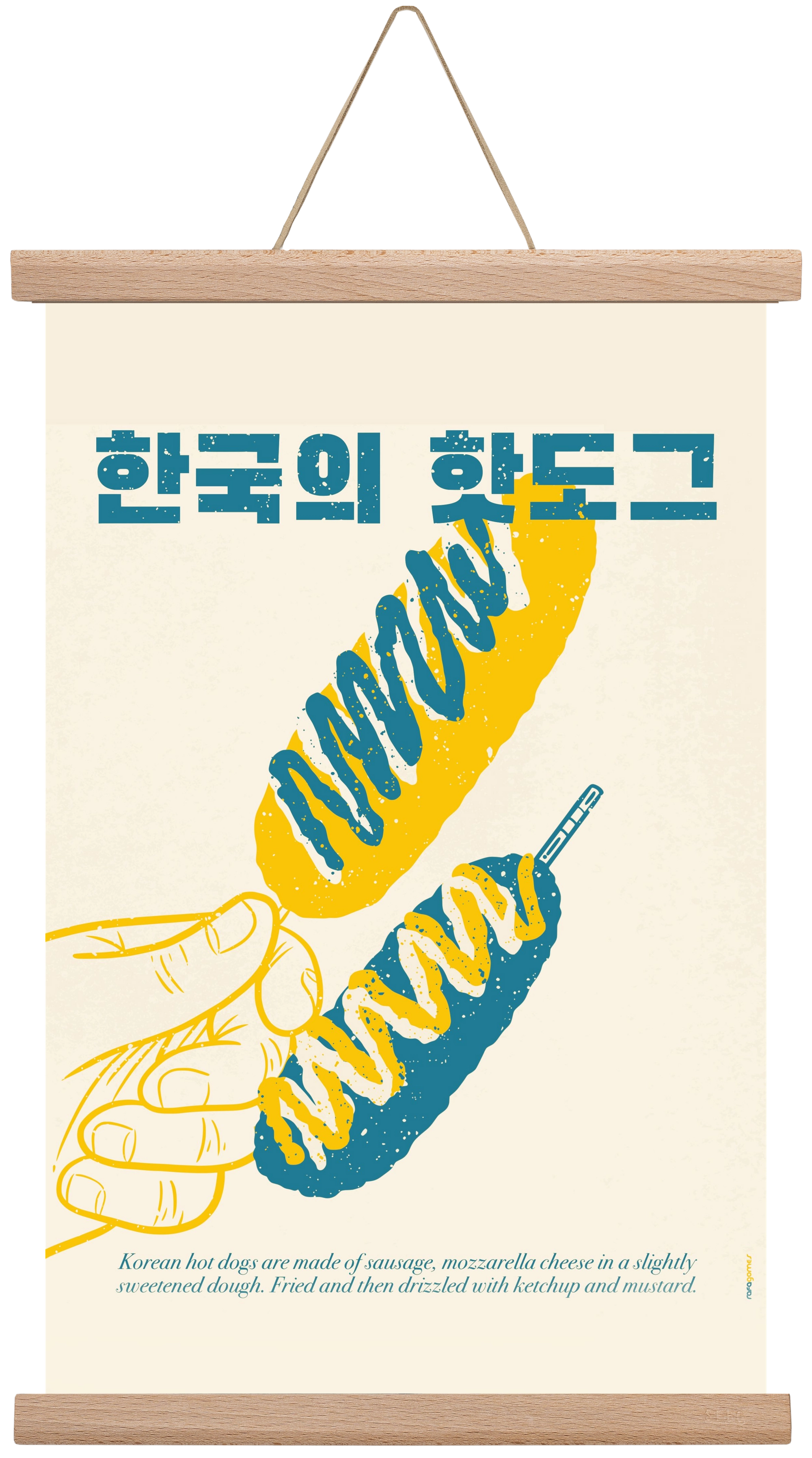 Korean Hot Dog, 30x45 cm (30x45 cm), Tölgy akasztó