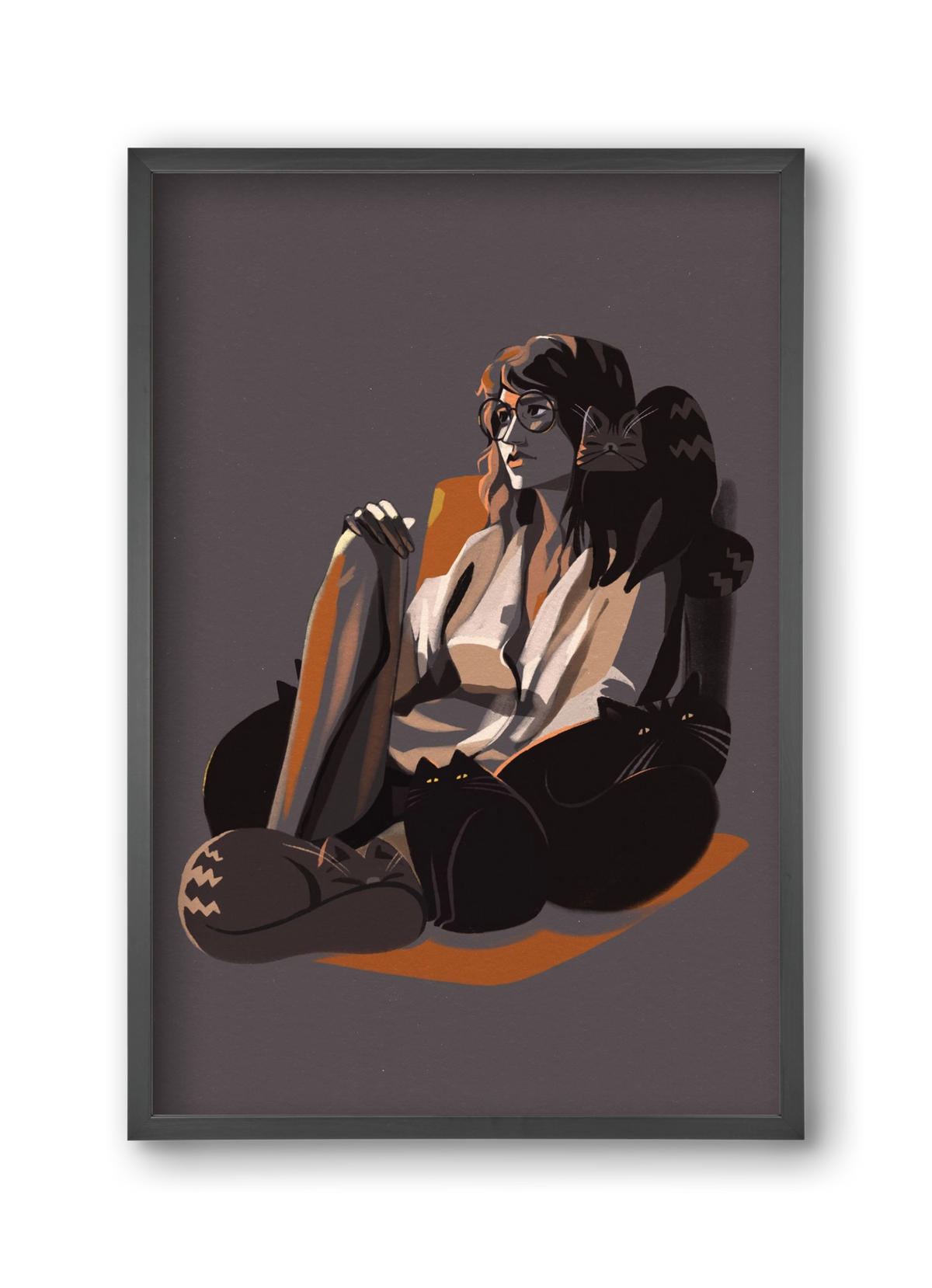 Cat Lady, 30x45 cm (30x45 cm), Fekete keret