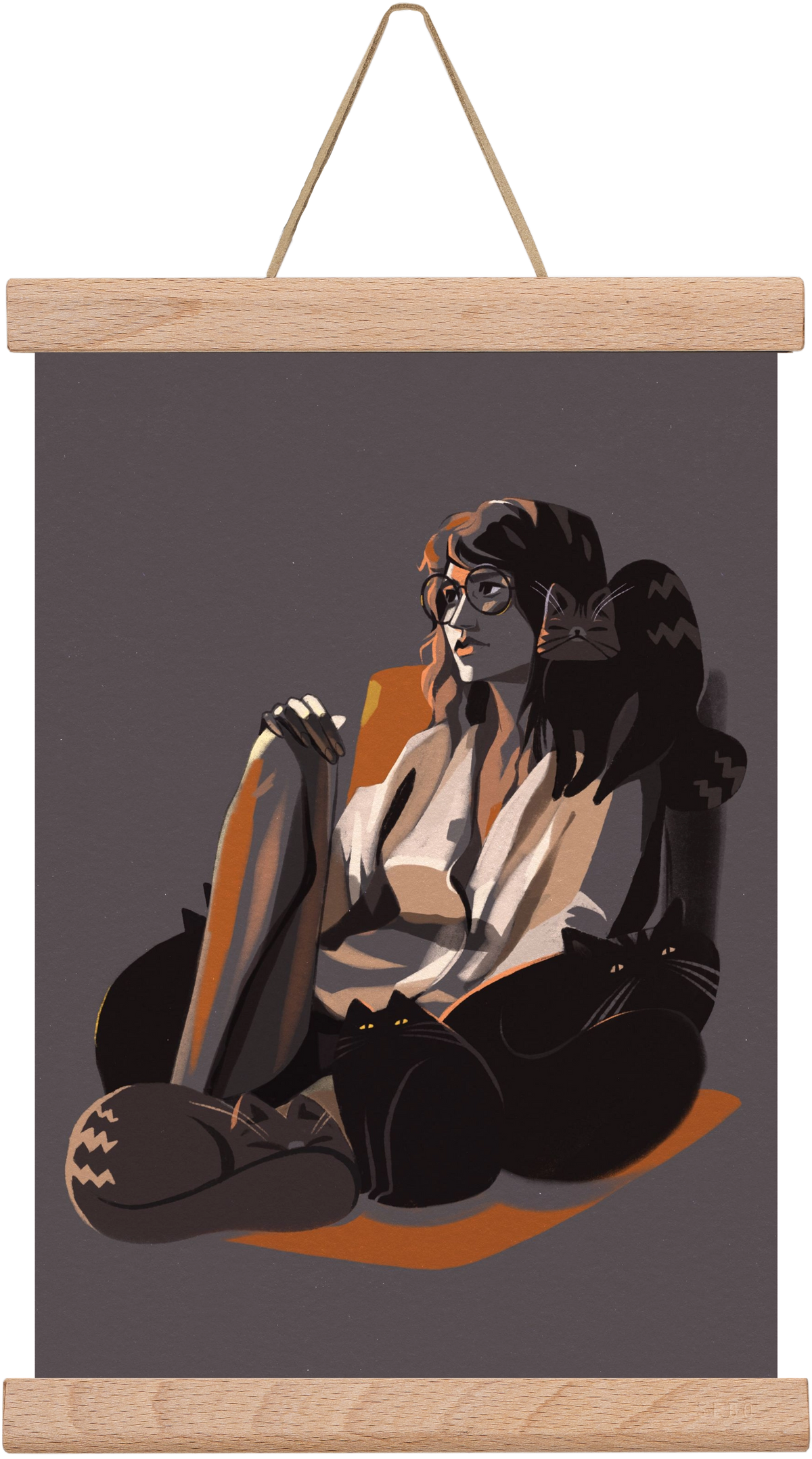 Cat Lady, 20x30 cm (20x30 cm), Tölgy akasztó