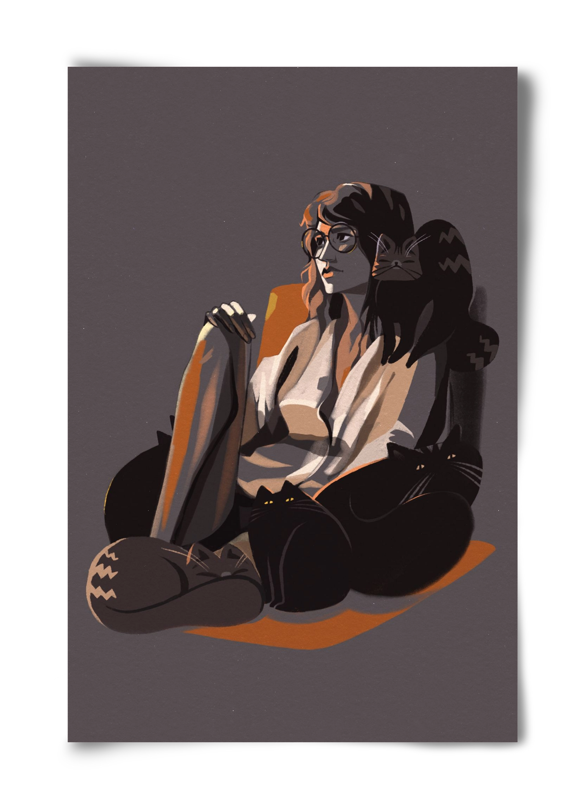 Cat Lady, 40x60 cm, Keret nélkül