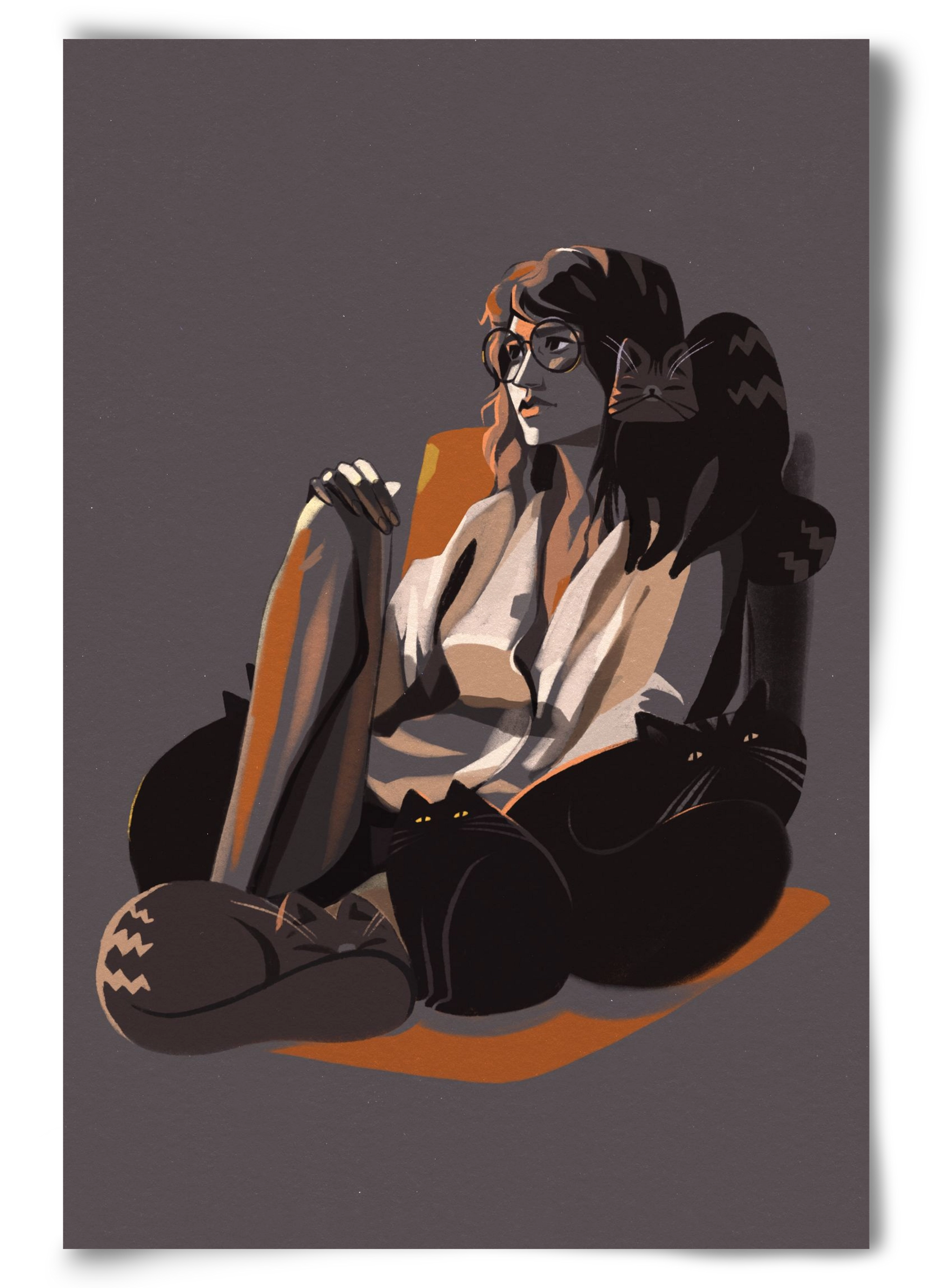 Cat Lady, 60x90 cm, Keret nélkül