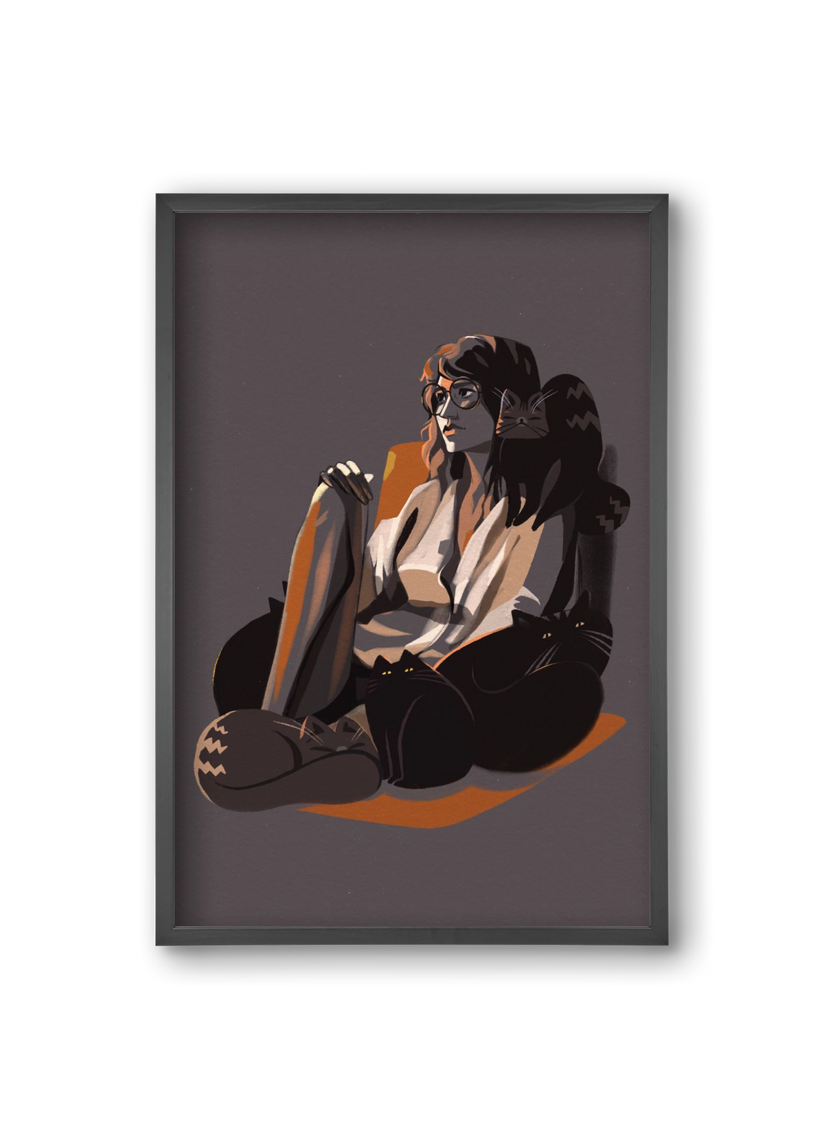 Cat Lady, 20x30 cm (20x30 cm), Fekete keret