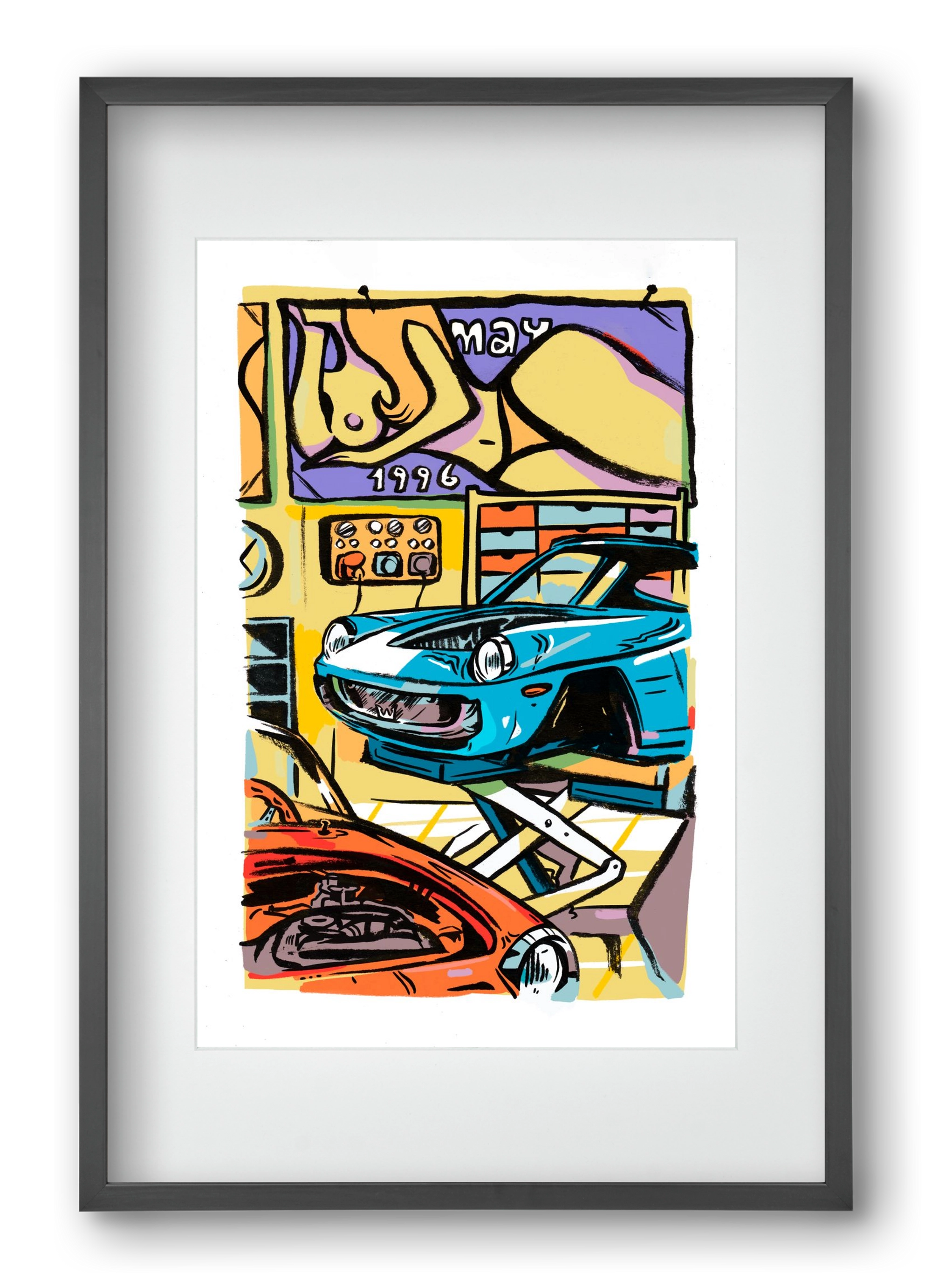 Műhely, 40x60 cm (30x45 cm), Fekete keret, paszpartuval