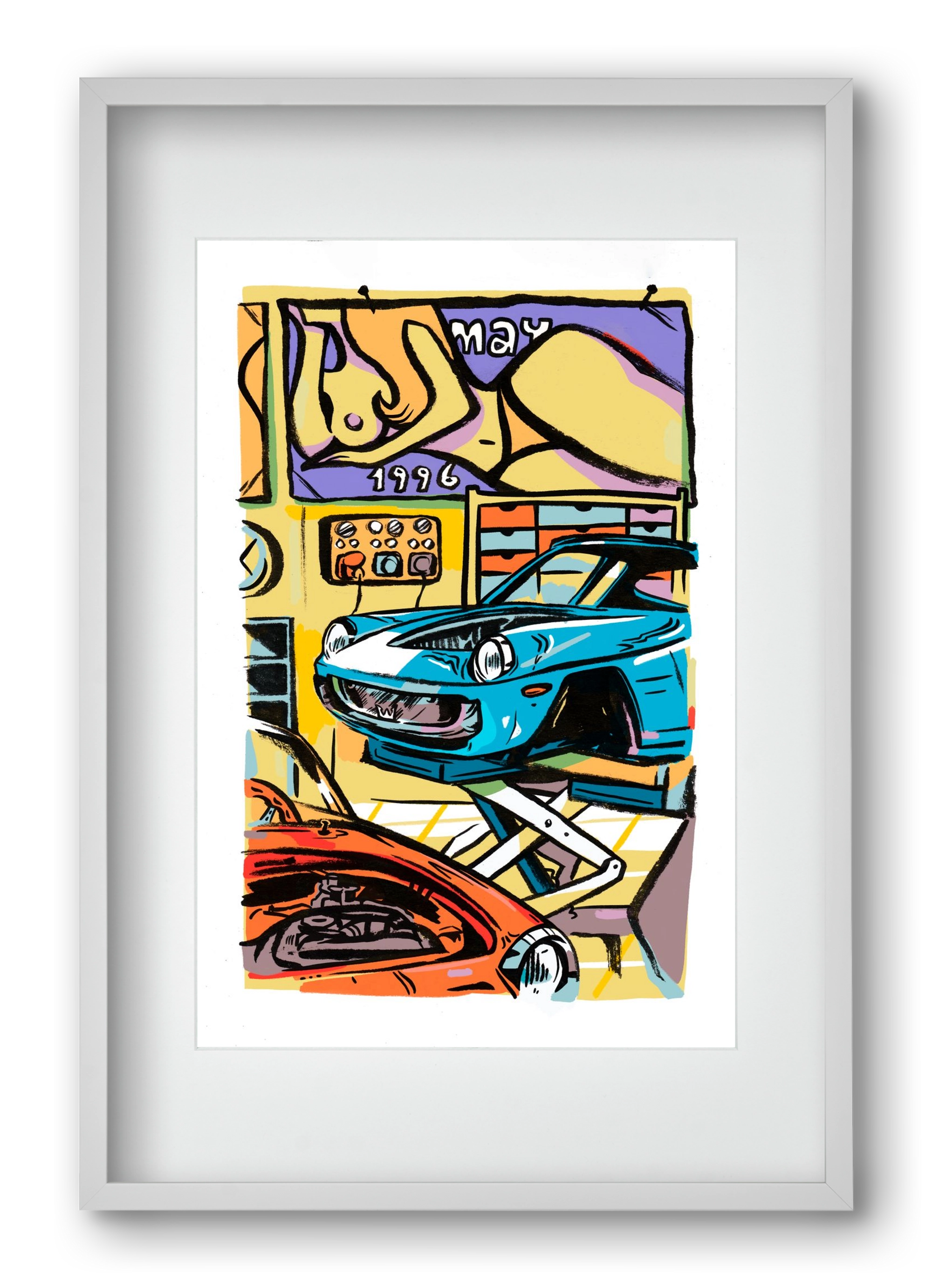 Műhely, 40x60 cm (30x45 cm), Fehér keret, paszpartuval