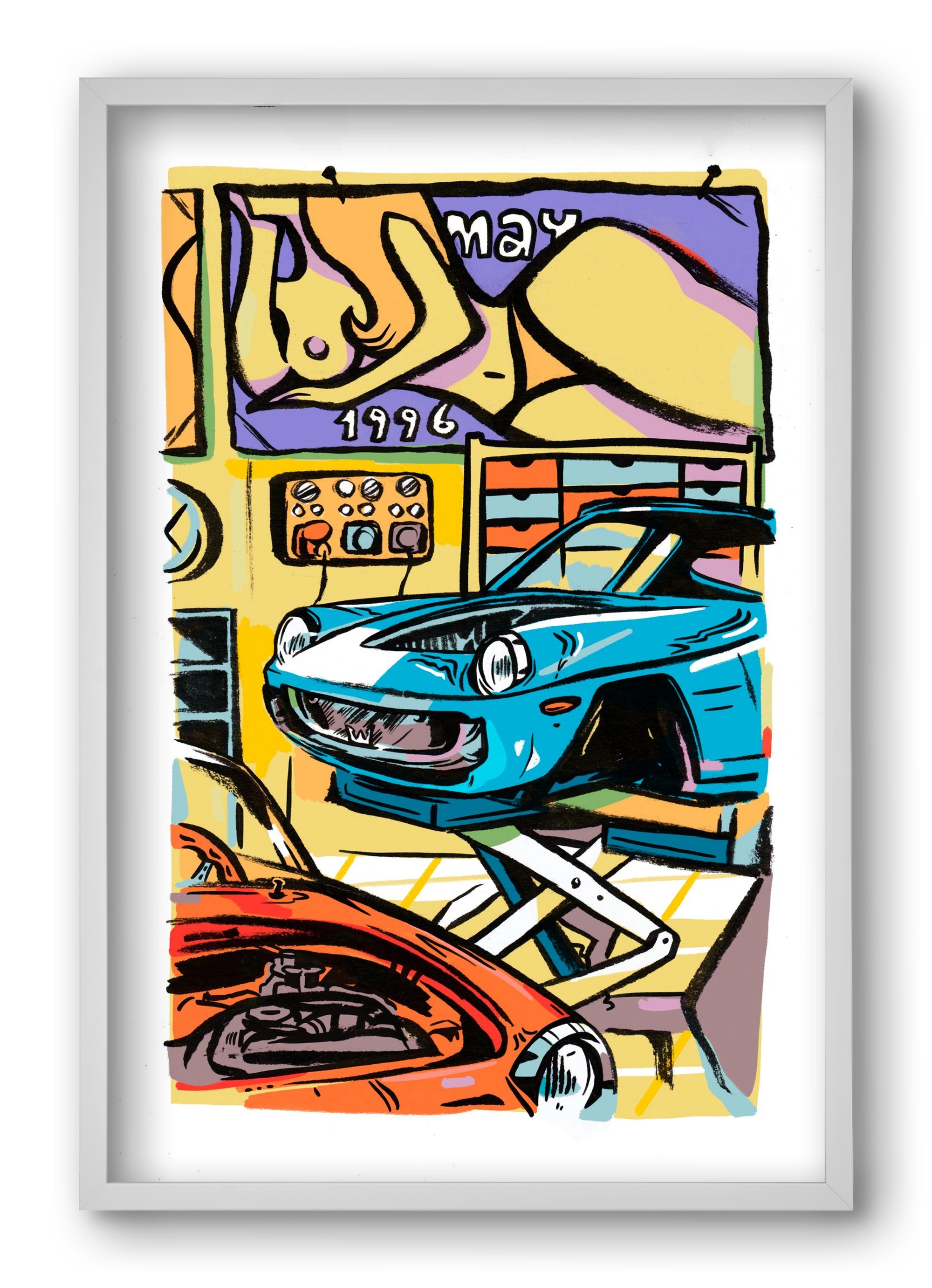 Műhely, 40x60 cm (40x60 cm), Fehér keret