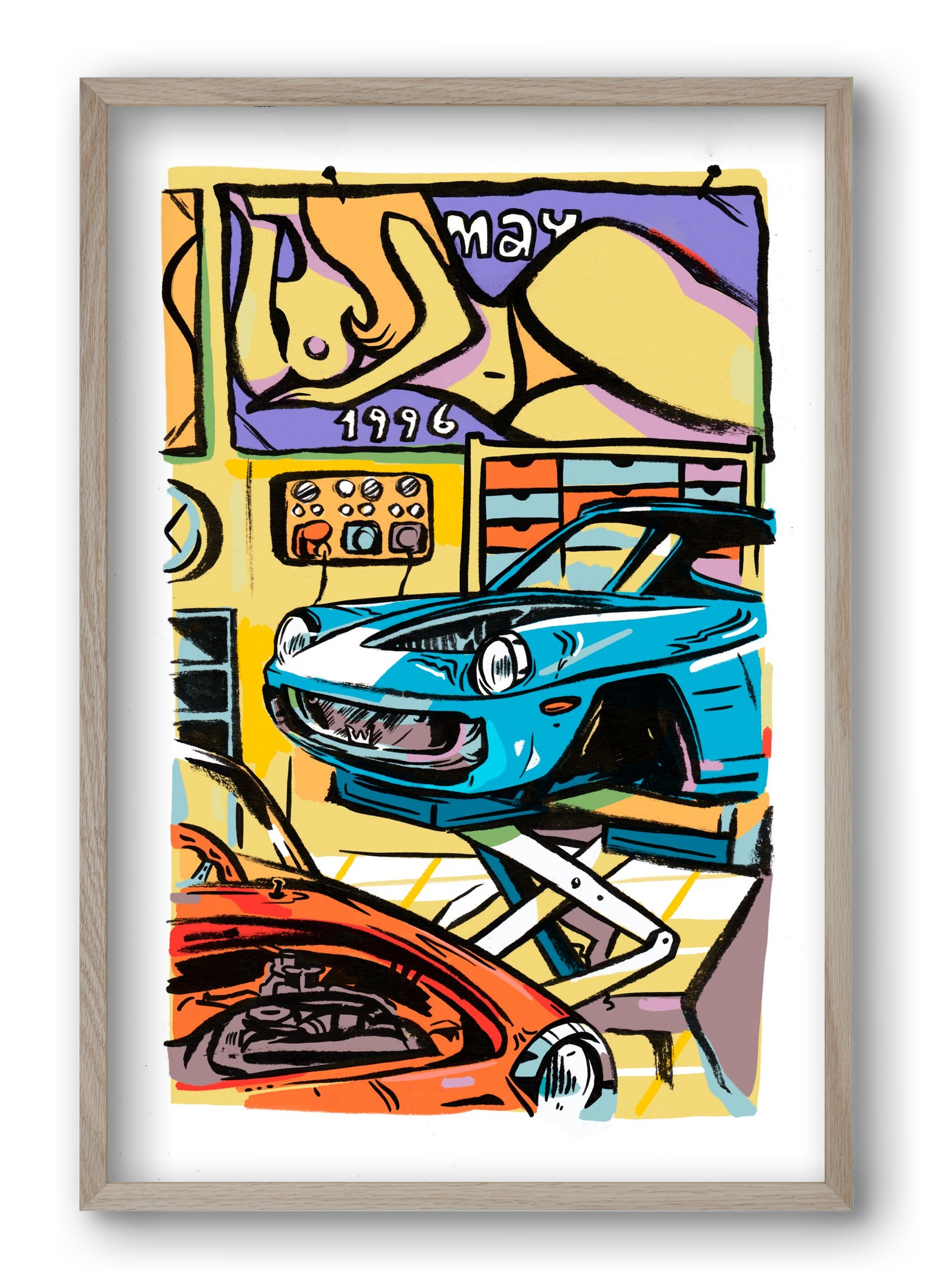 Műhely, 40x60 cm (40x60 cm), Tölgy keret