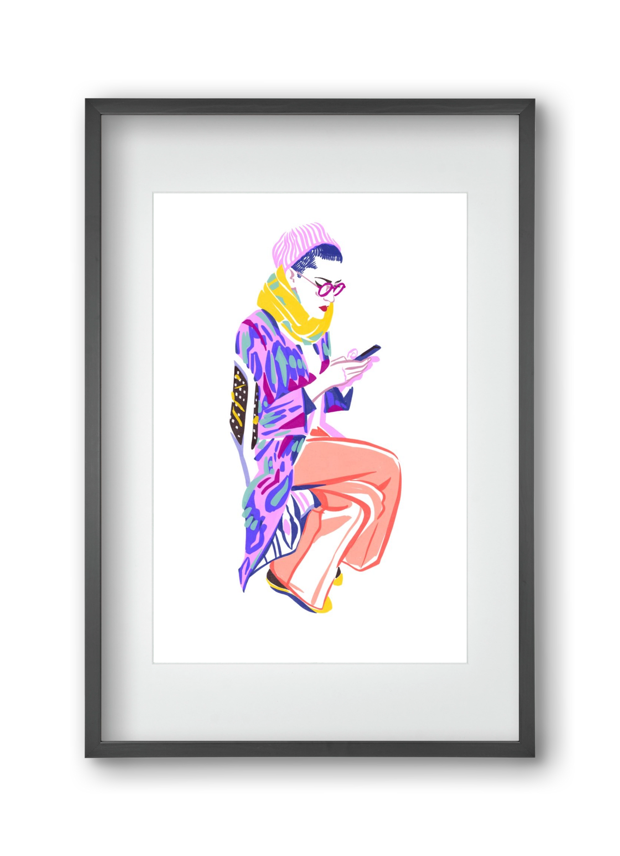 Buszon 2, 30x45 cm (20x30 cm), Fekete keret, paszpartuval