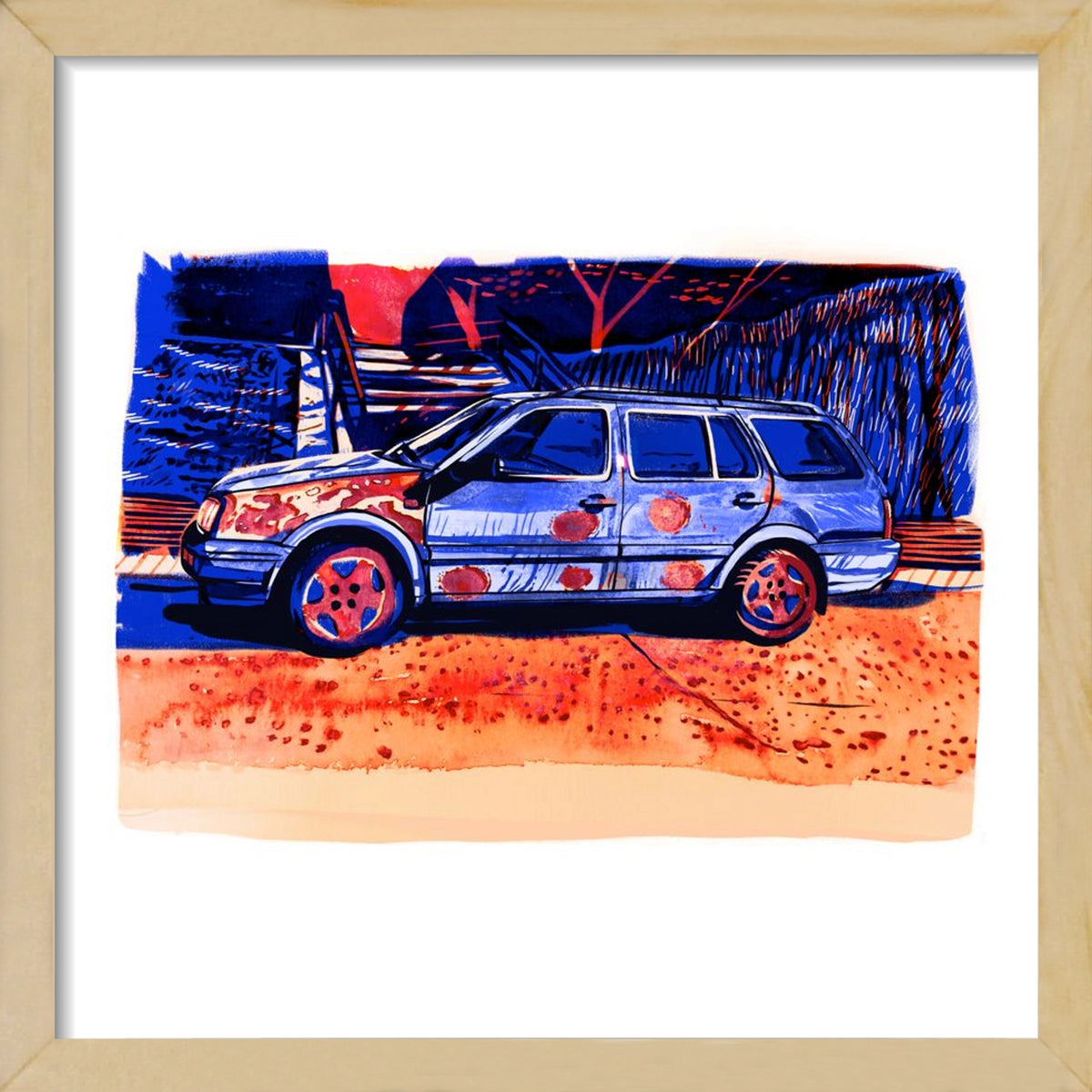 Rozsda, 30x30 cm (30x30 cm), Tölgy keret