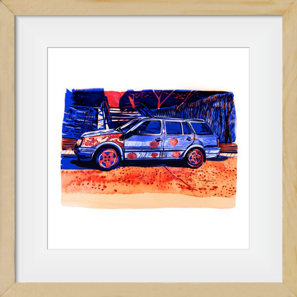 Rozsda, 40x40 cm (30x30 cm), Tölgy keret, paszpartuval