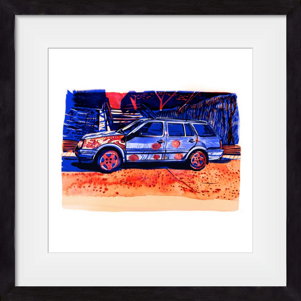 Rozsda, 50x50 cm (40x40 cm), Fekete keret, paszpartuval