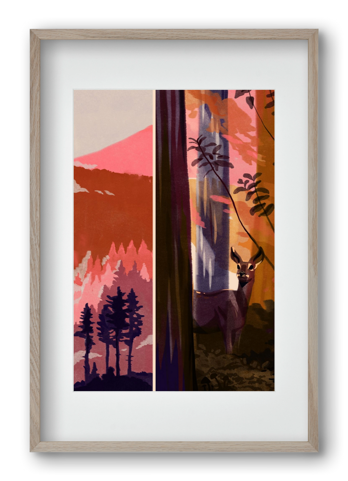 Forest, 40x60 cm (30x45 cm), Tölgy keret, paszpartuval